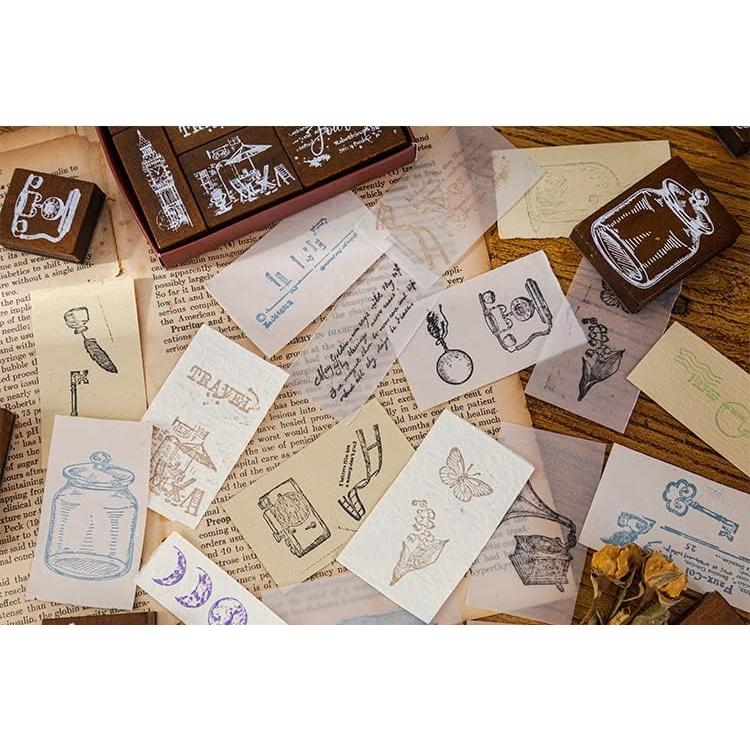 Juego de Sellos de Madera Cliocoo 14 Piezas Luz de Luna