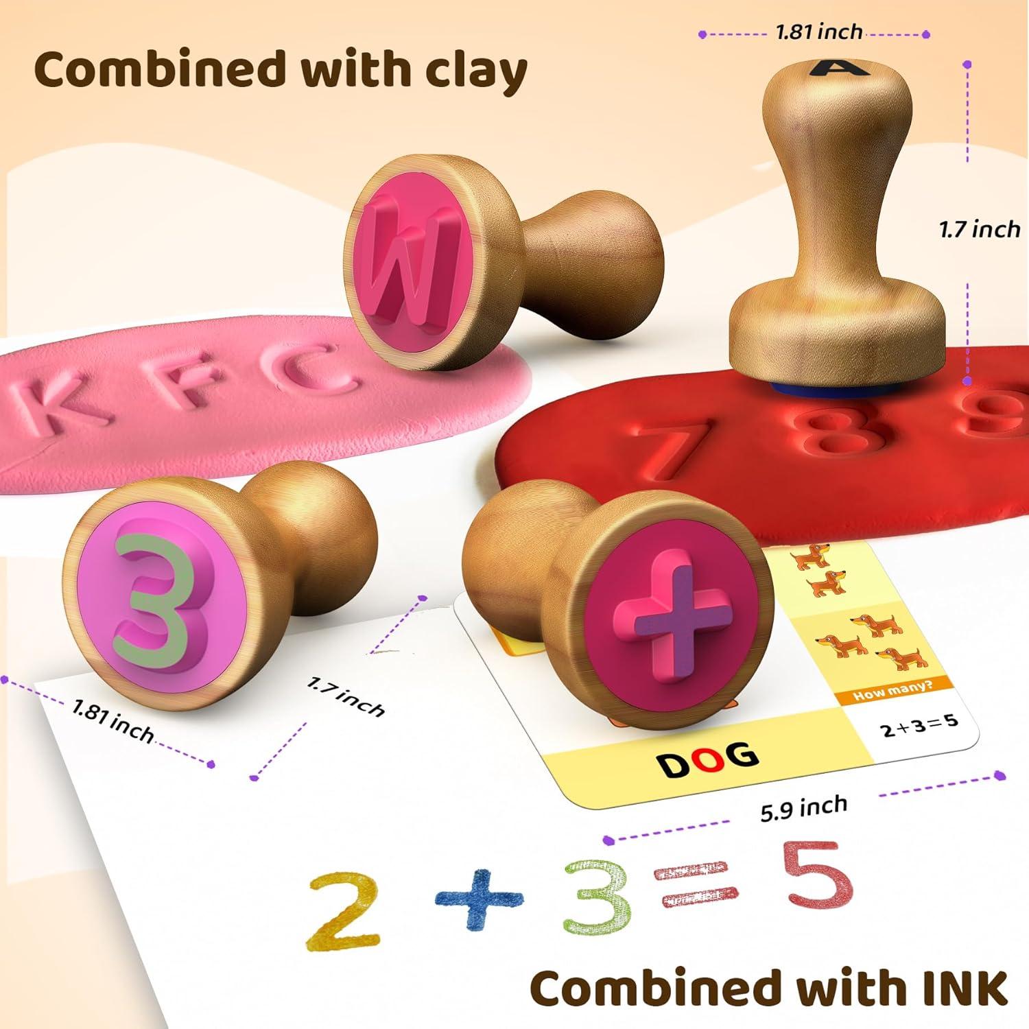 Juego de Sellos de Letras y Números de Madera UdoUto