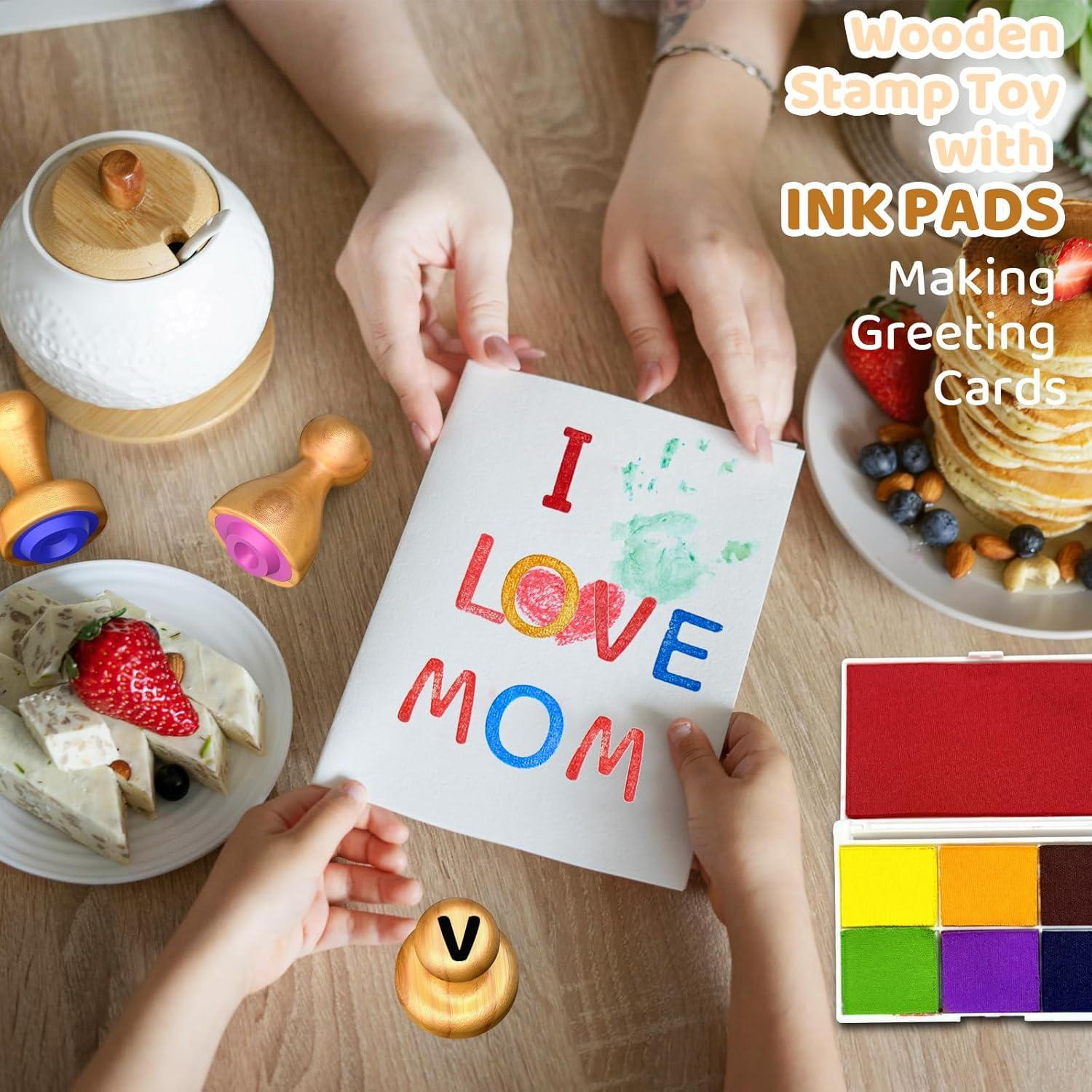 Juego de Sellos de Letras y Números de Madera UdoUto