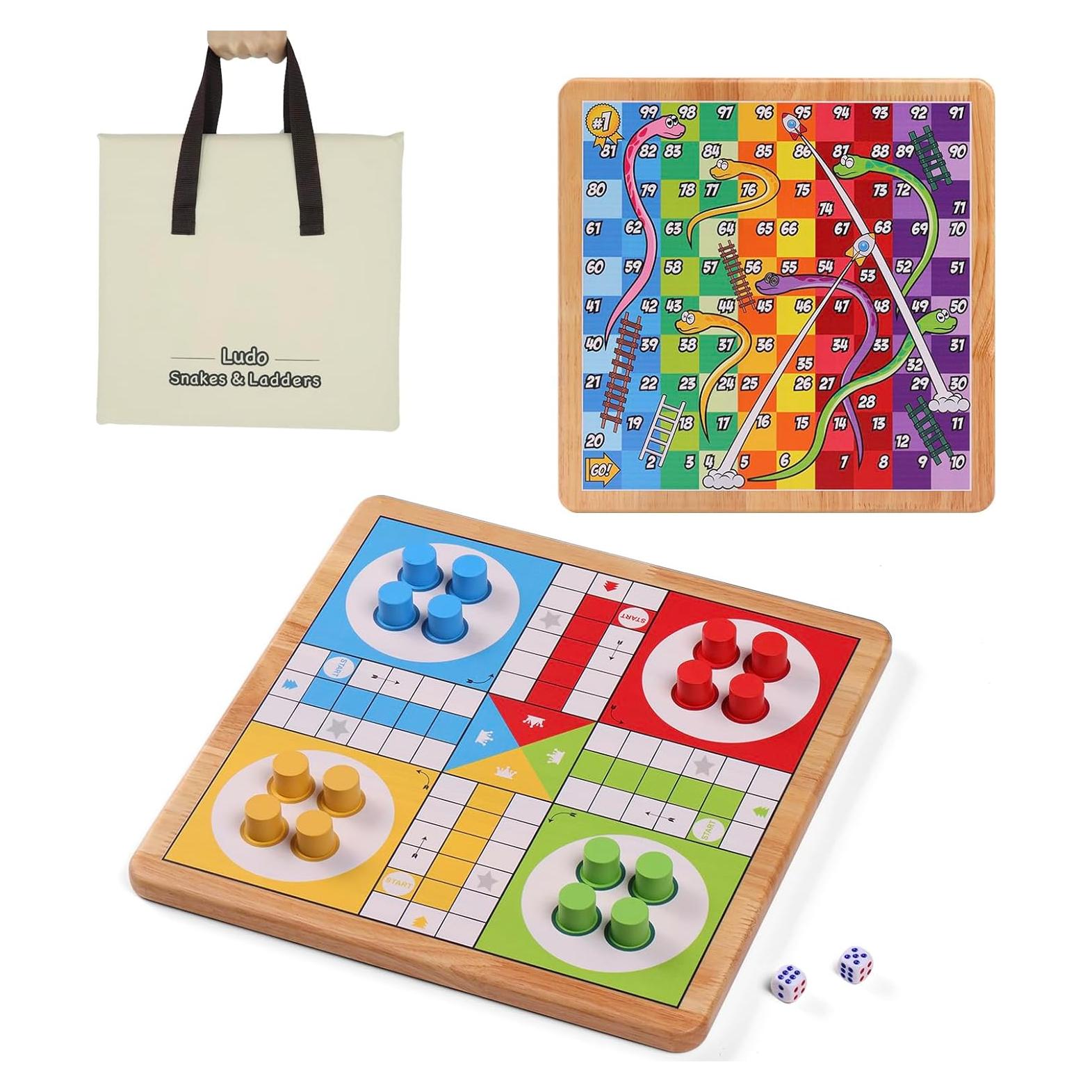 Juego de Mesa 2 en 1 Ludo y Serpientes y Escaleras Crobyi