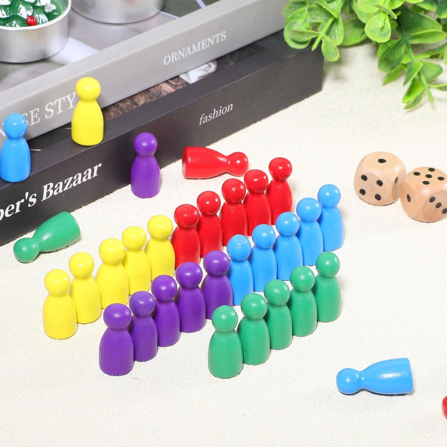 50 Piezas de Peones de Madera Multicolor TOPPERFUN para Juegos
