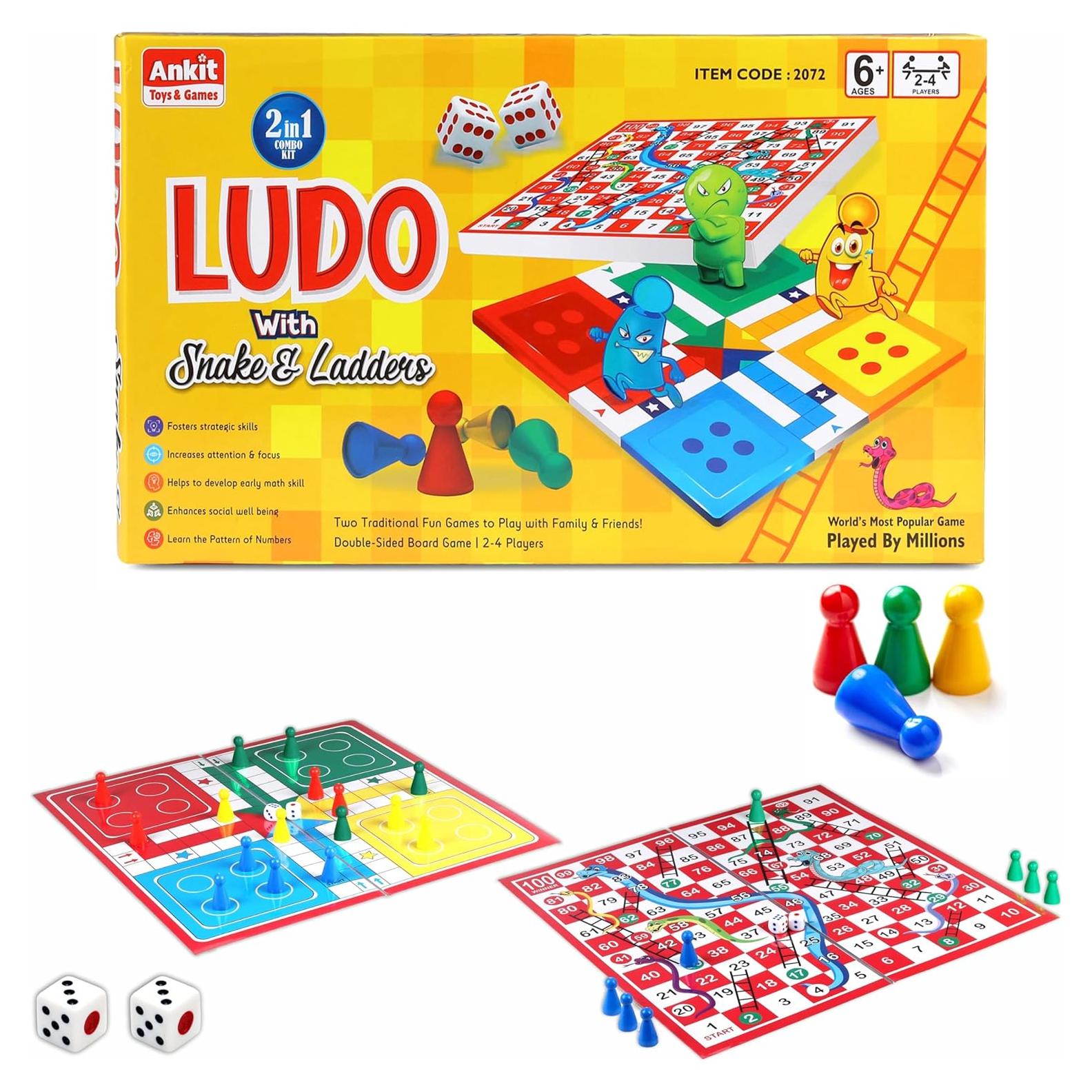 Juego de Mesa Ludo y Serpientes y Escaleras Ankit 2 en 1