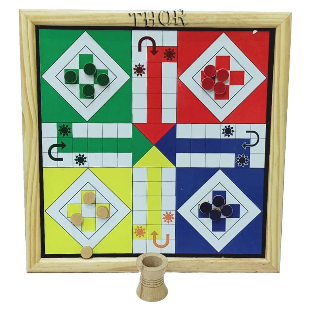 Juego de Mesa 2 en 1 Ludo y Serpientes Escaleras Madera 33cm