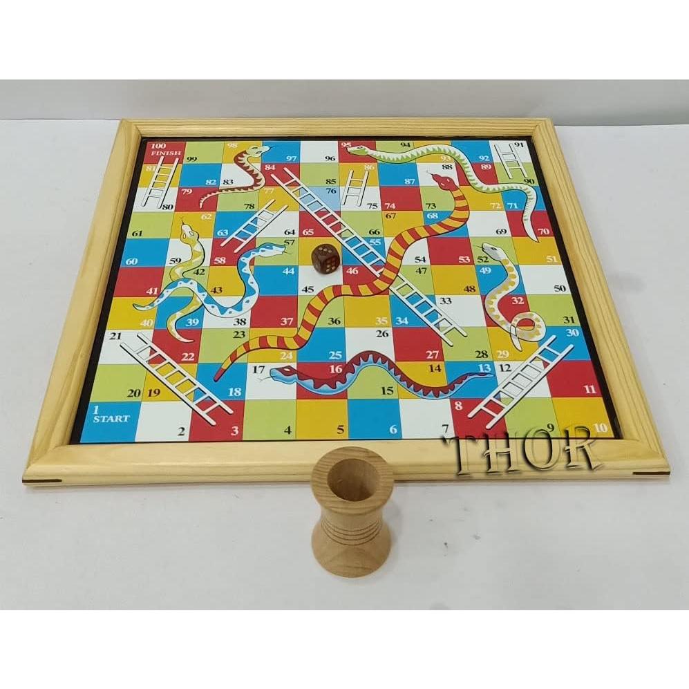 Juego de Mesa 2 en 1 Ludo y Serpientes Escaleras Madera 33cm