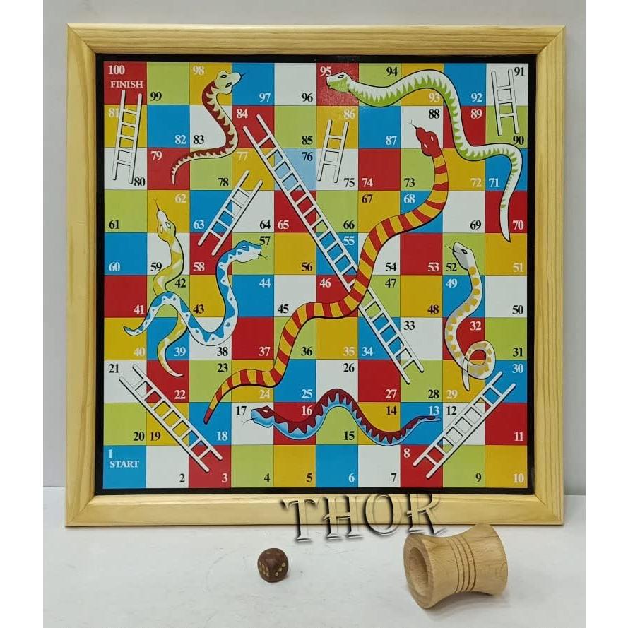 Juego de Mesa 2 en 1 Ludo y Serpientes Escaleras Madera 33cm