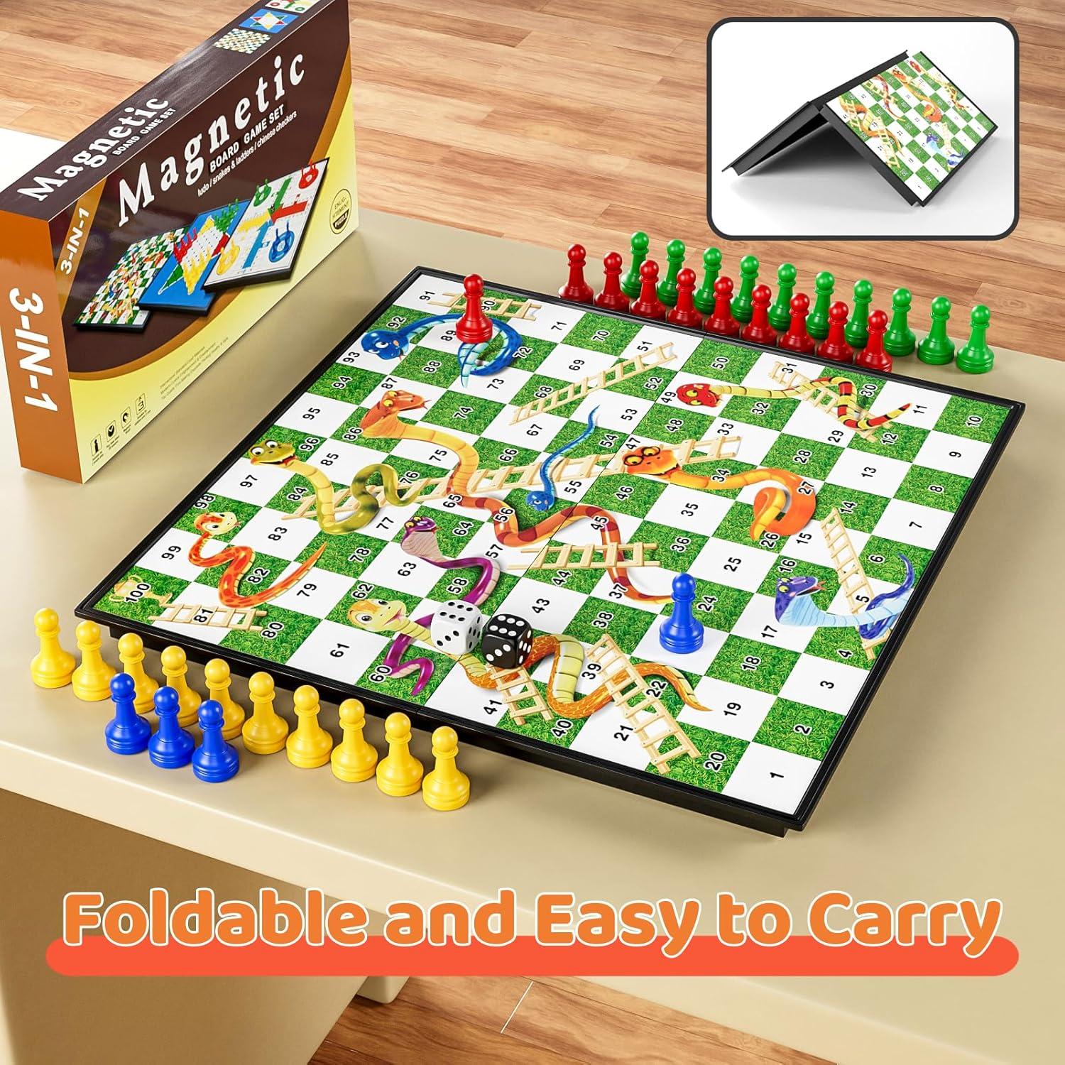 Juego de Mesa Magnético 3 en 1 DY-GO - Ludo, Damas Chinas y Serpientes y Escaleras
