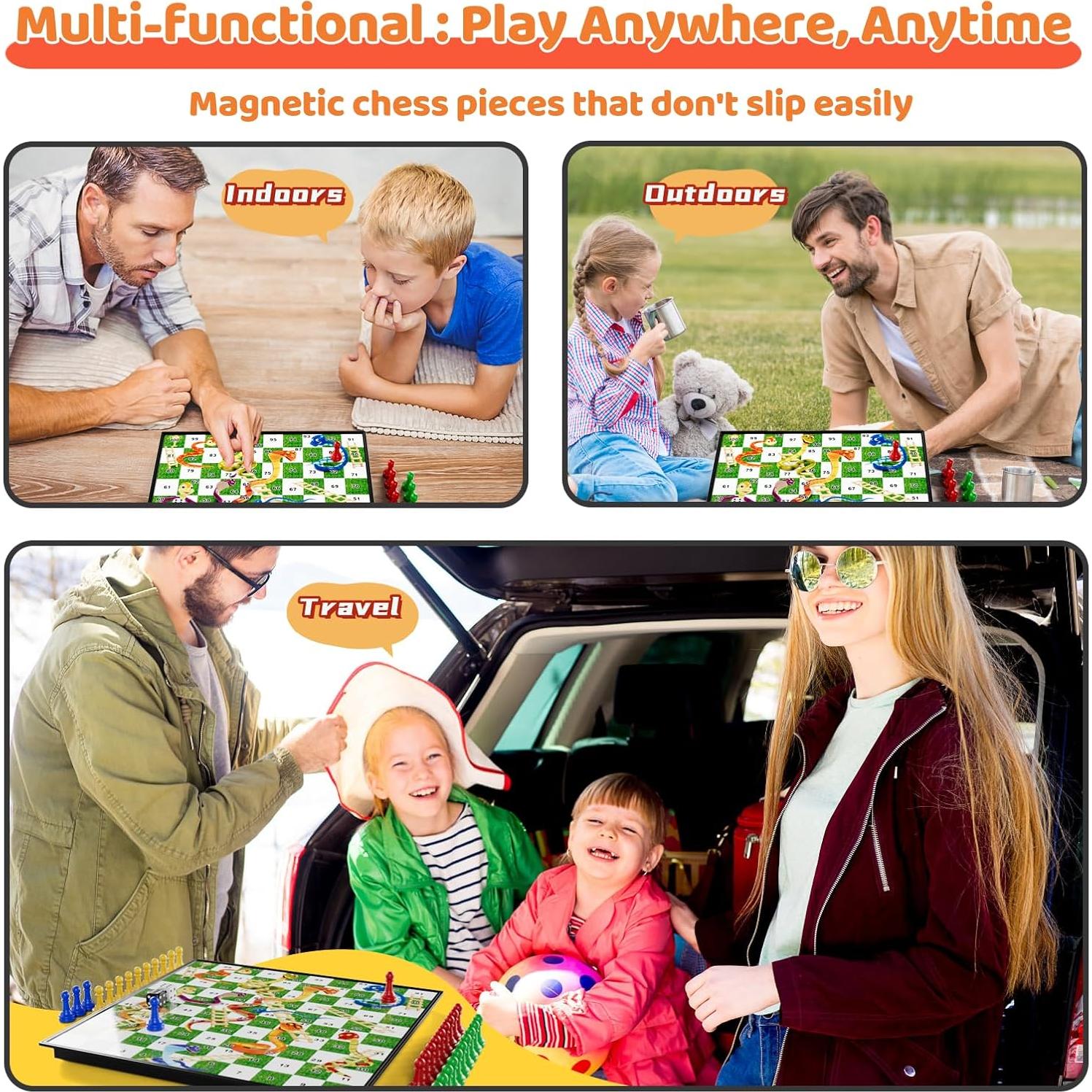 Juego de Mesa Magnético 3 en 1 DY-GO - Ludo, Damas Chinas y Serpientes y Escaleras