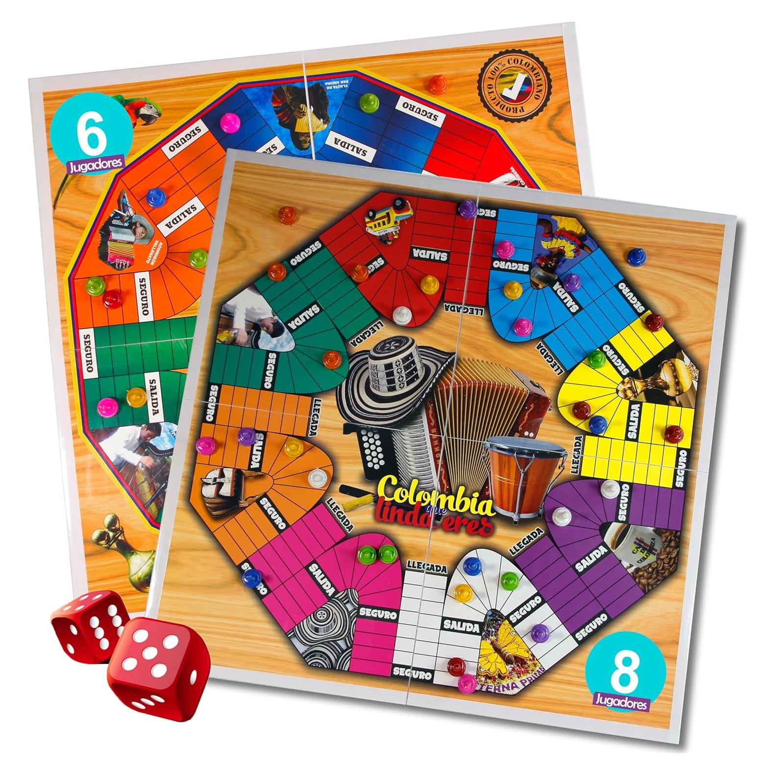 Juego de Mesa Parques Colombiano Magnético 8/6 Jugadores 50x50 cm