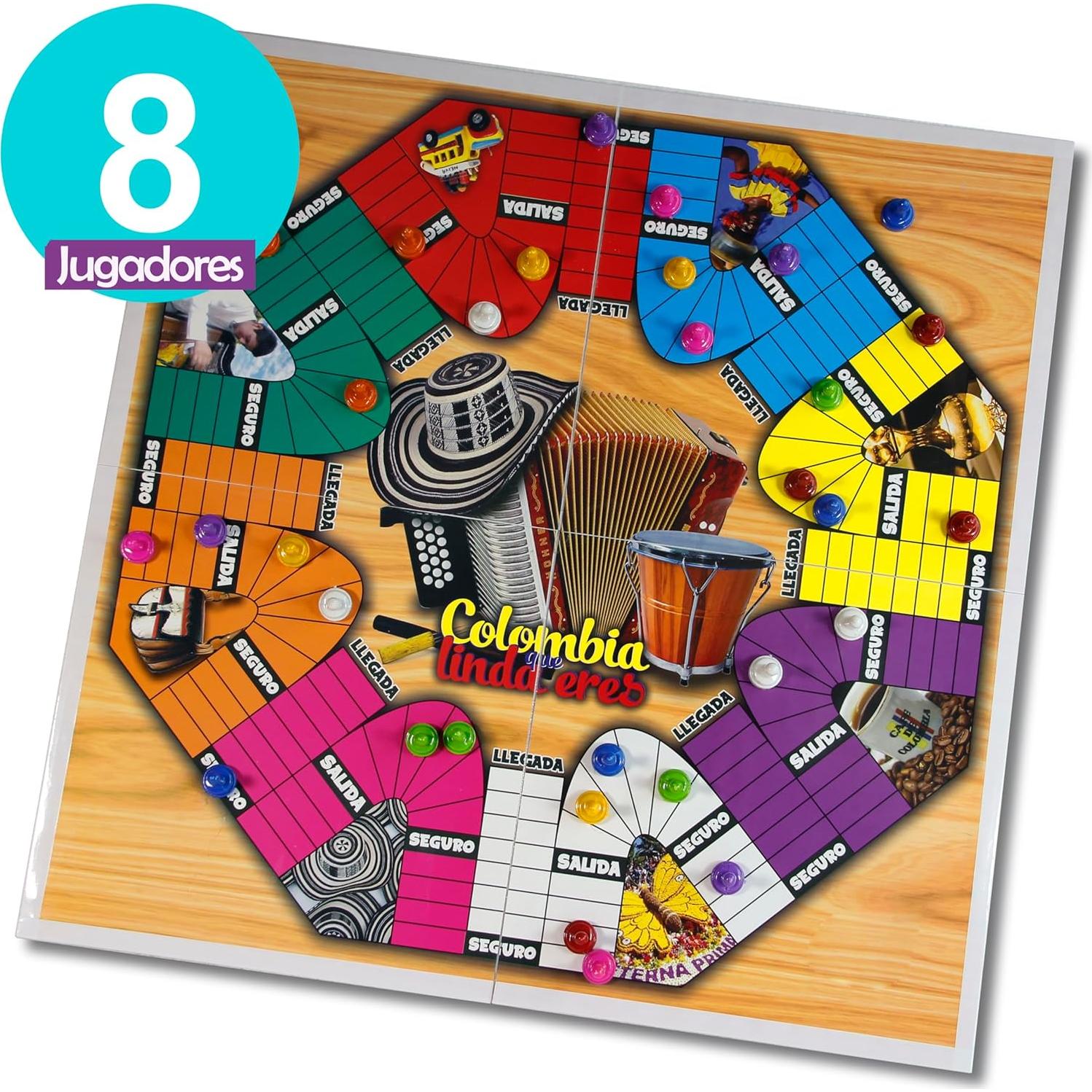Juego de Mesa Parques Colombiano Magnético 8/6 Jugadores 50x50 cm