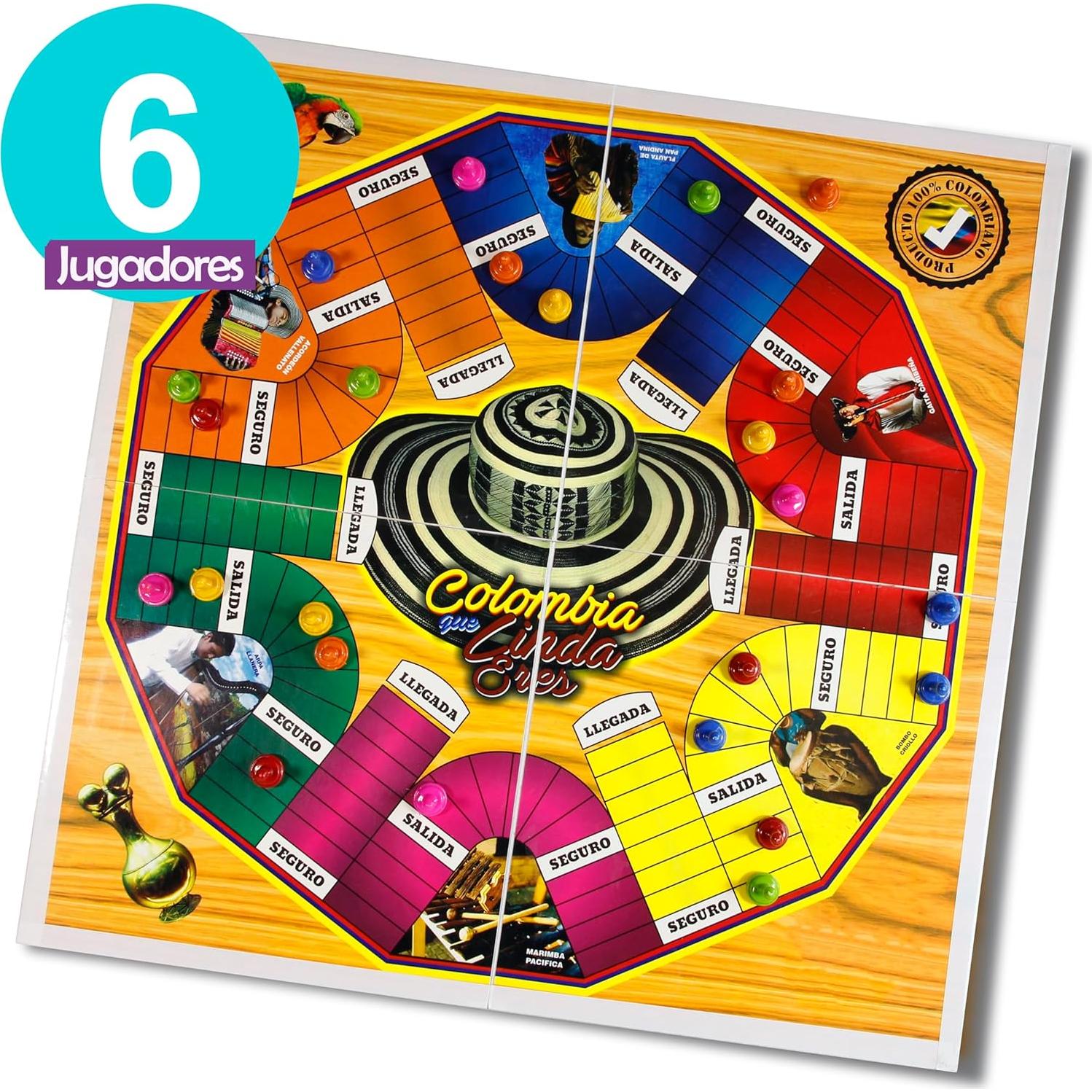 Juego de Mesa Parques Colombiano Magnético 8/6 Jugadores 50x50 cm