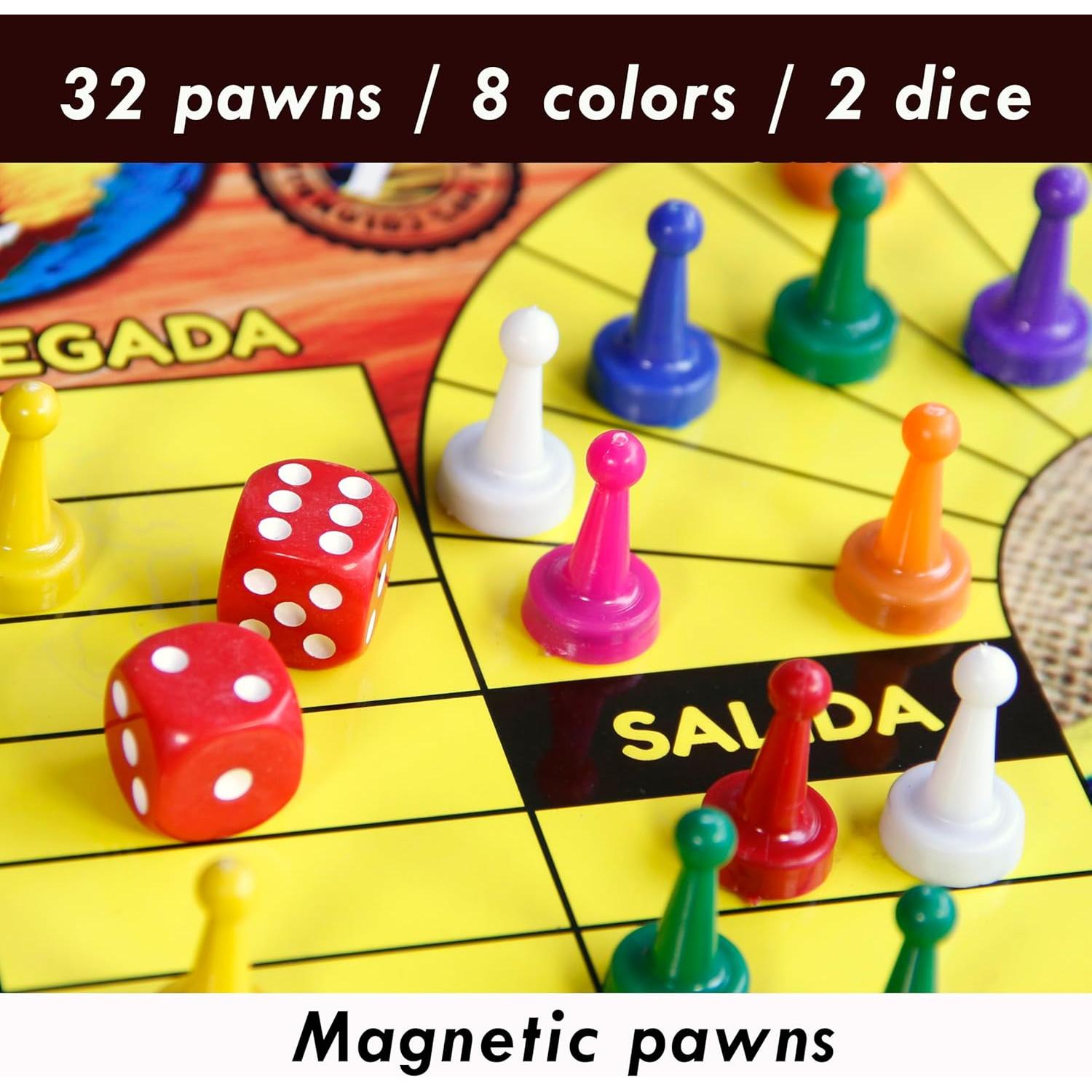 Juego de Mesa Parques Colombiano Magnético 8/6 Jugadores 50x50 cm