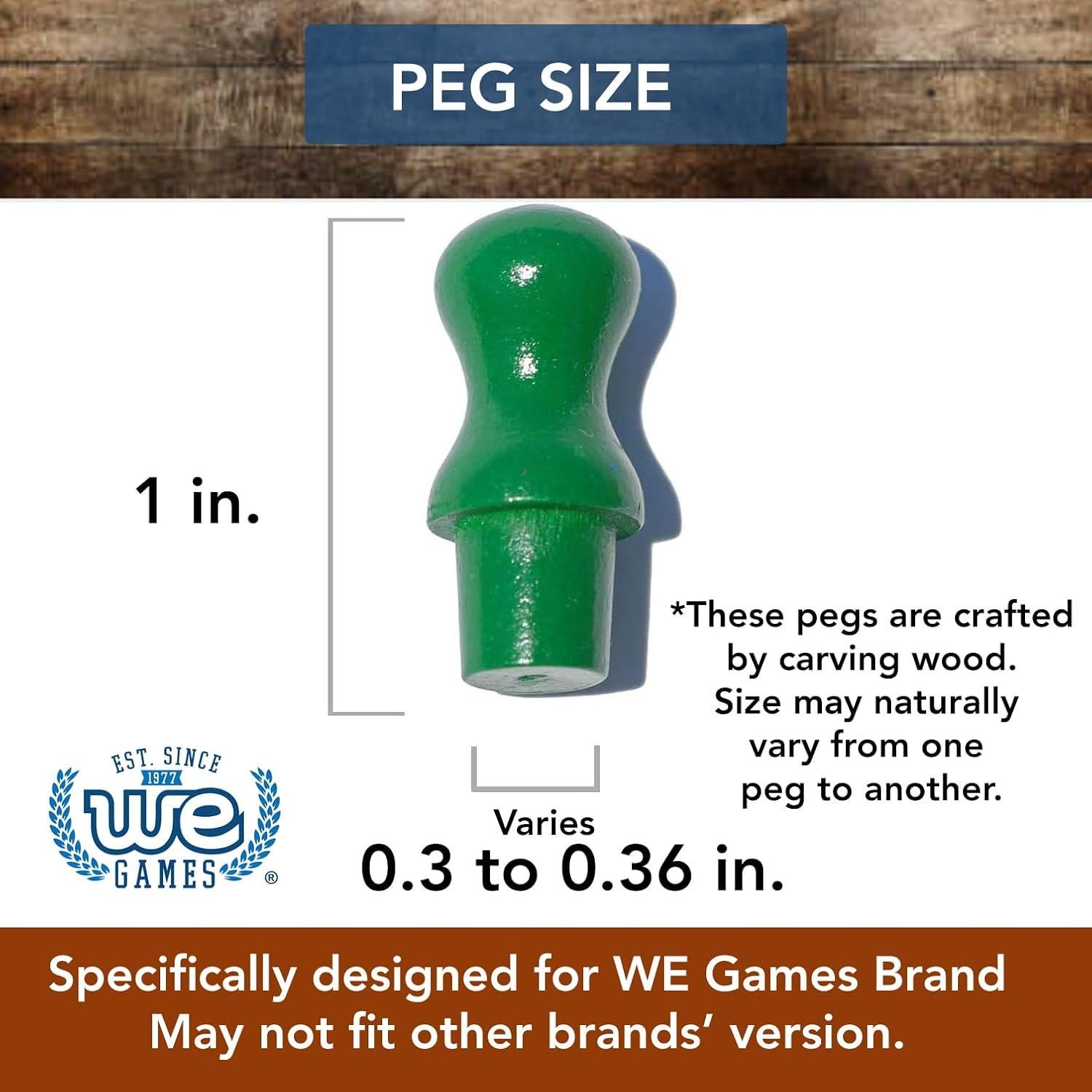 Pernos de Madera de Repuesto WE Games para Damas Chinas - 60 Piezas