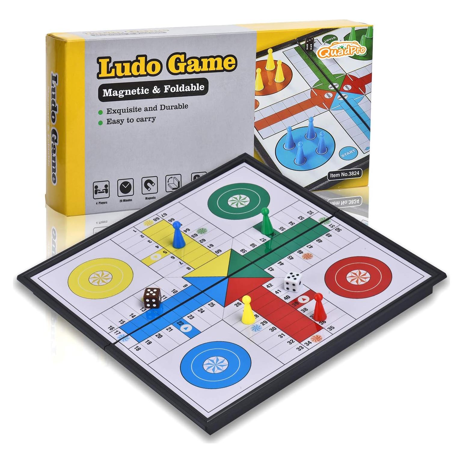 Juego de Mesa Ludo Magnético QuadPro Plegable 25 cm Viaje