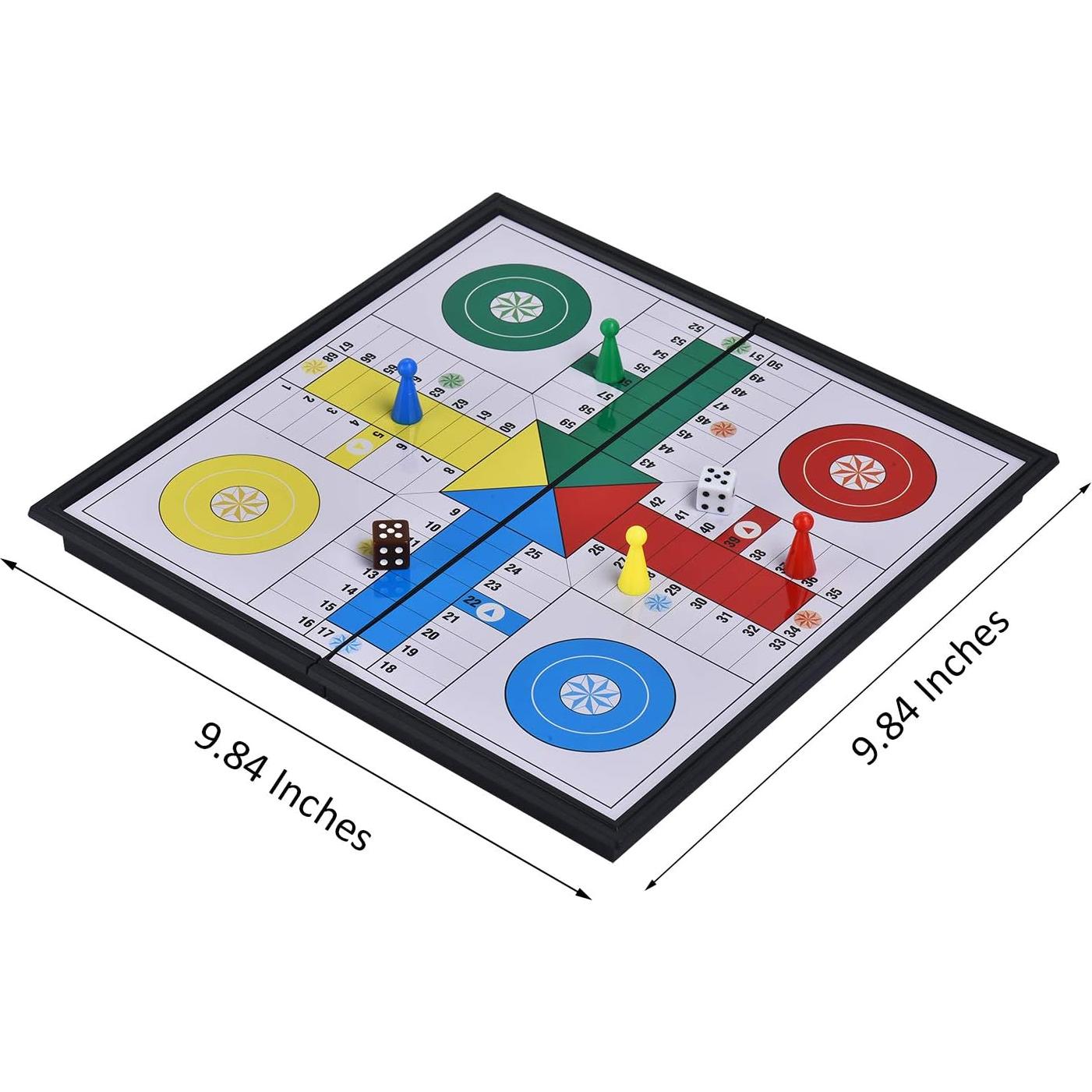 Juego de Mesa Ludo Magnético QuadPro Plegable 25 cm Viaje