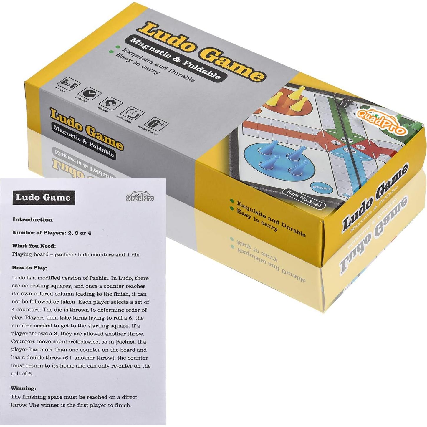 Juego de Mesa Ludo Magnético QuadPro Plegable 25 cm Viaje