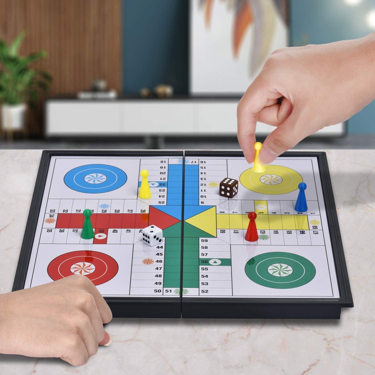 Juego de Mesa Ludo Magnético QuadPro Plegable 25 cm Viaje