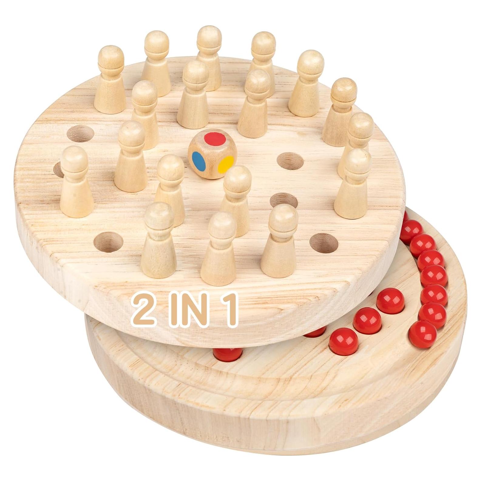 Ajedrez de Memoria Doble Lado Anstore Madera 16.5x2cm