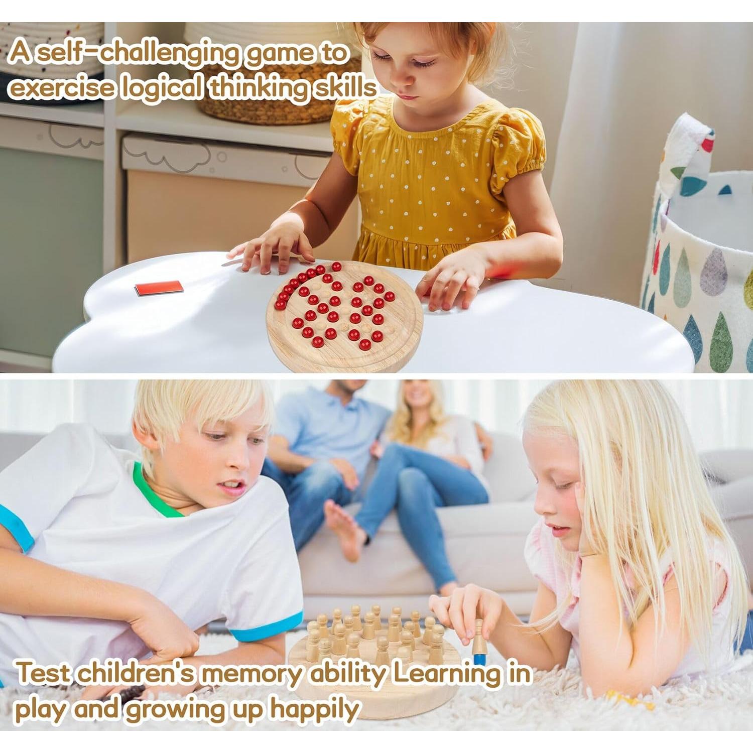 Ajedrez de Memoria Doble Lado Anstore Madera 16.5x2cm