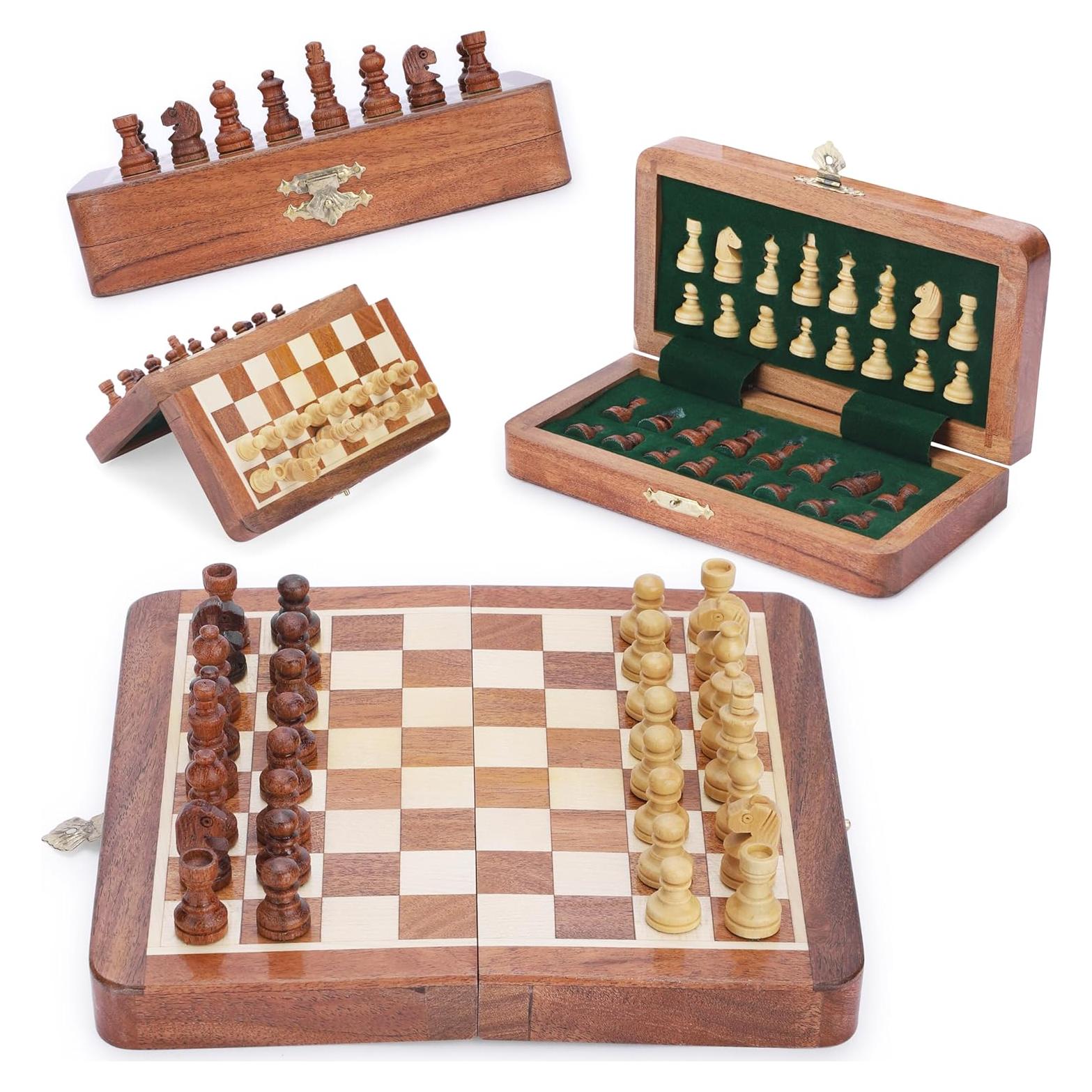 Juego de Ajedrez Magnético de Madera Ajuny 7x7 Plegable