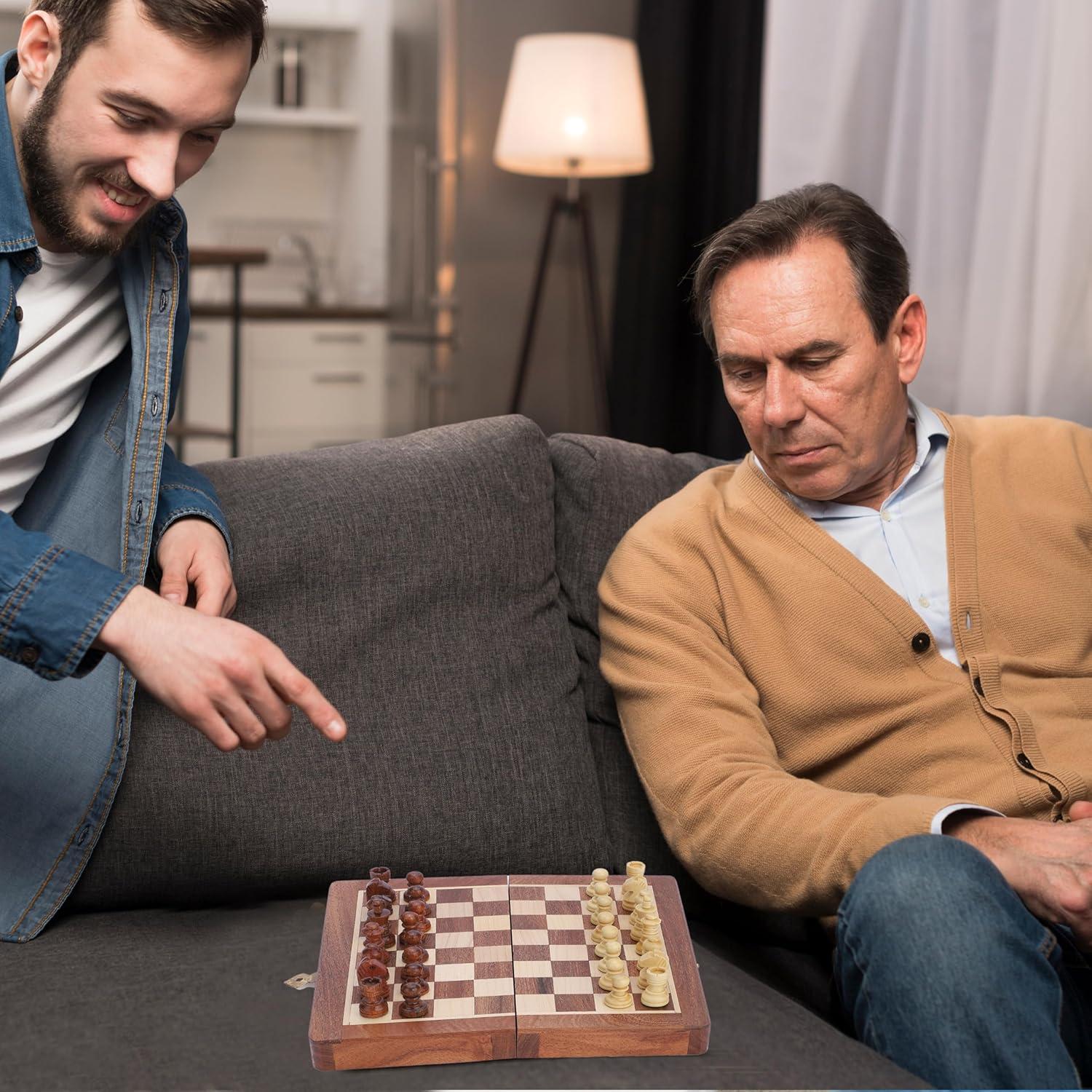 Juego de Ajedrez Magnético de Madera Ajuny 7x7 Plegable