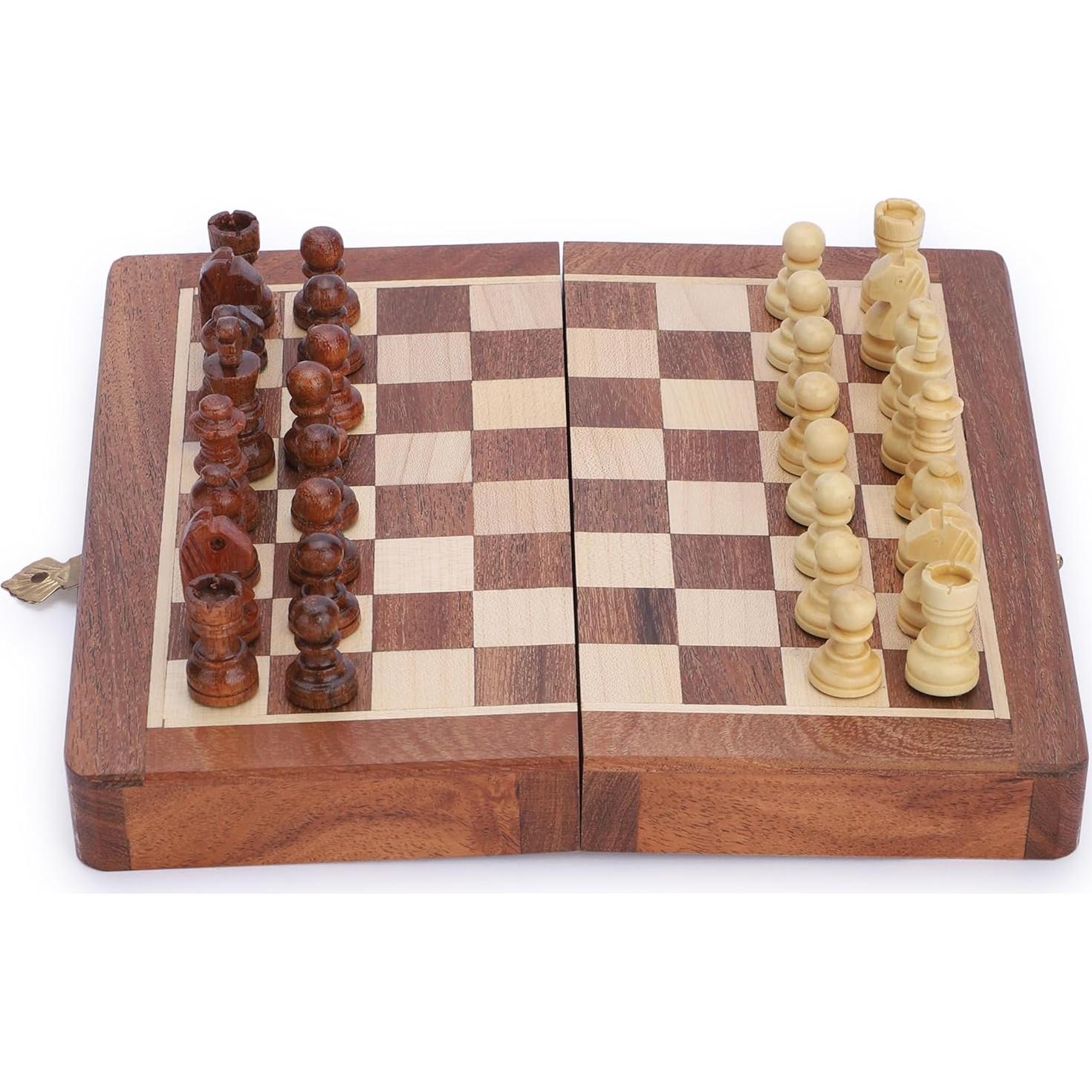 Juego de Ajedrez Magnético de Madera Ajuny 7x7 Plegable