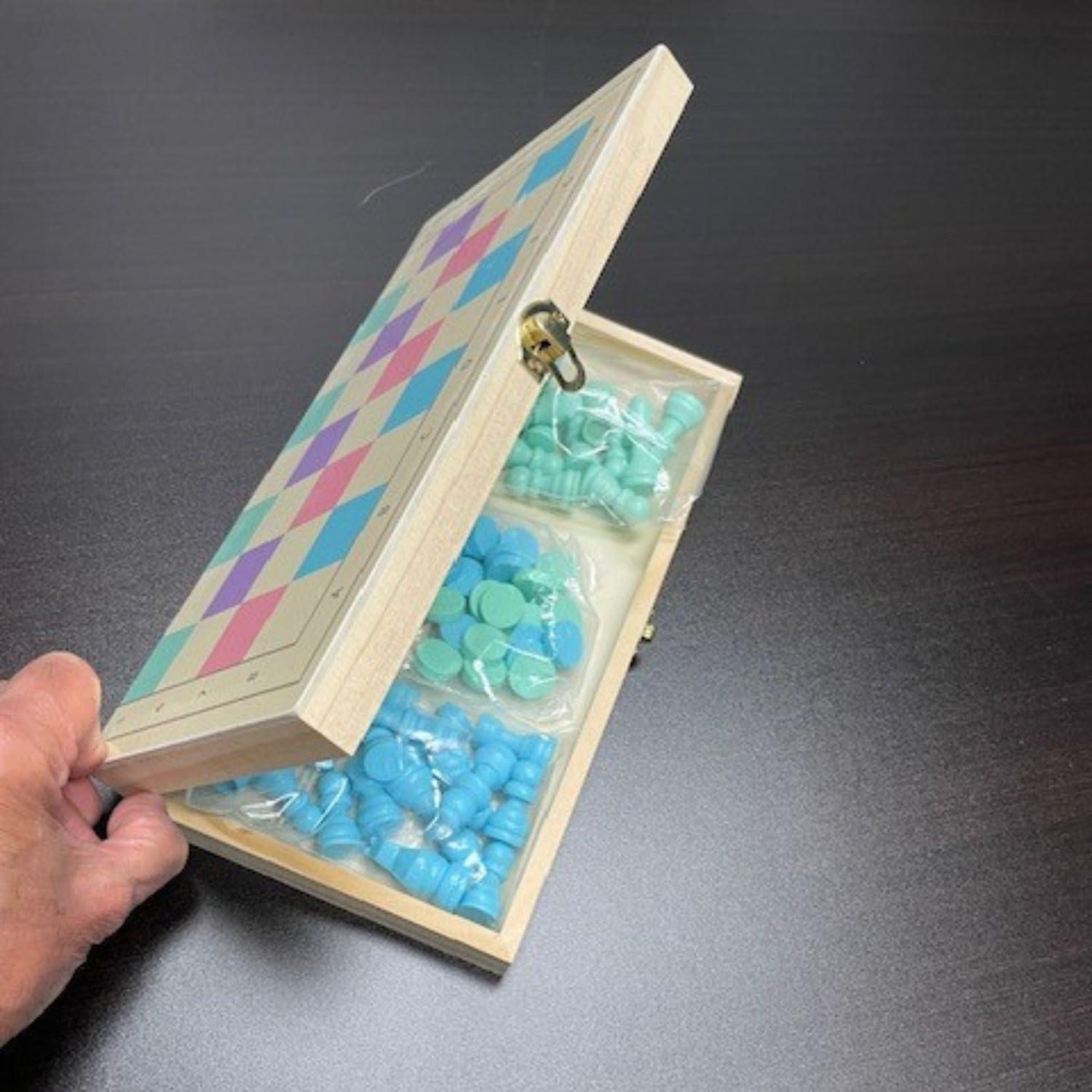 Juego de Ajedrez y Damas de Madera 2 en 1 - 28 cm - Ideal para Niños