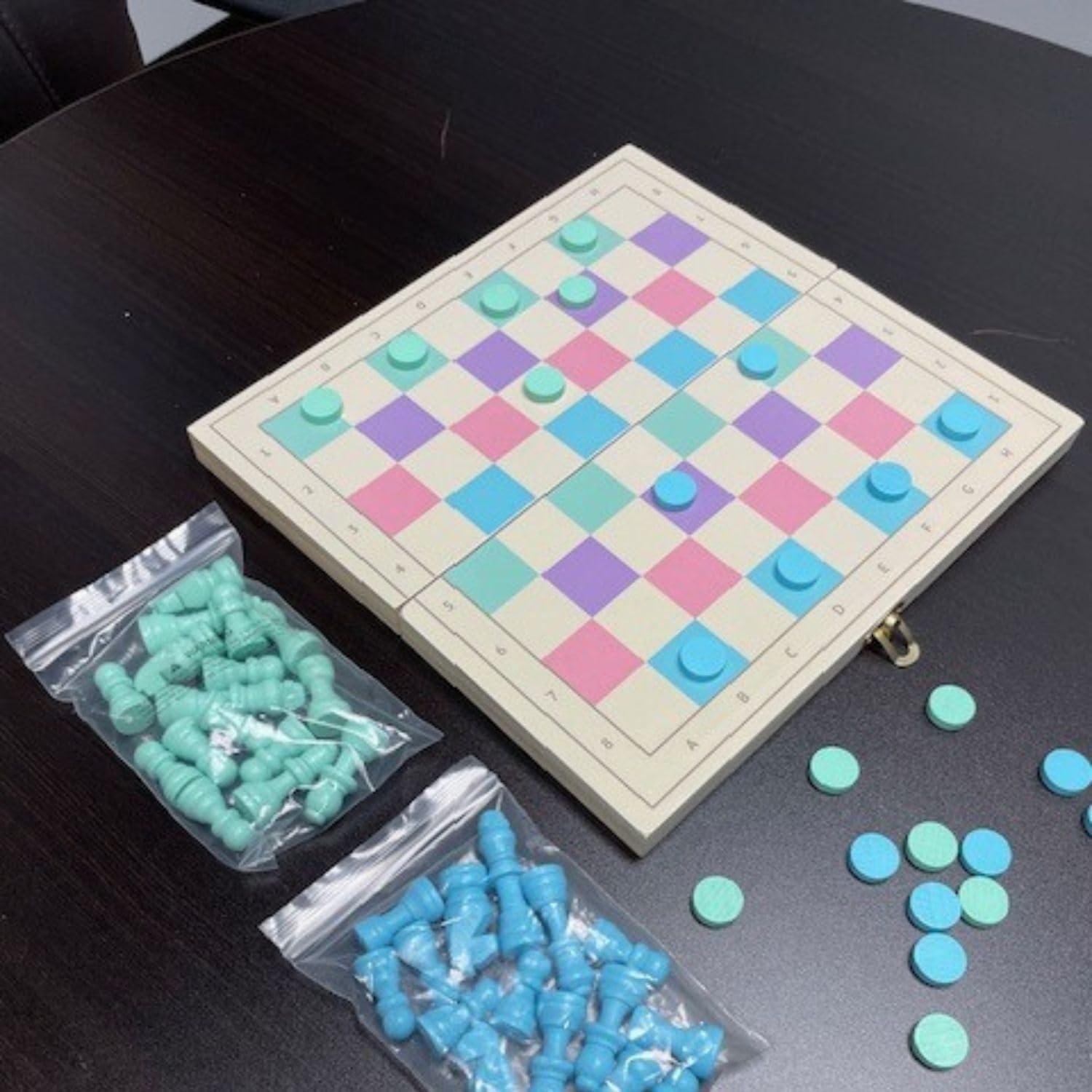 Juego de Ajedrez y Damas de Madera 2 en 1 - 28 cm - Ideal para Niños