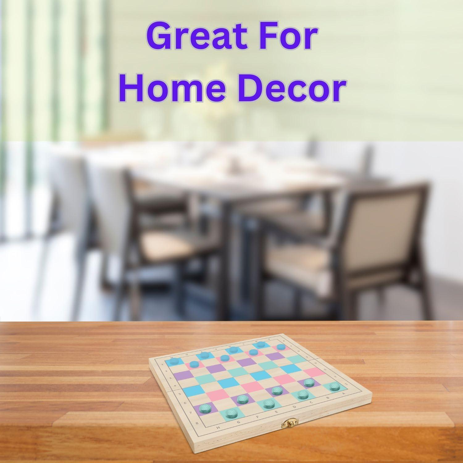 Juego de Ajedrez y Damas de Madera 2 en 1 - 28 cm - Ideal para Niños