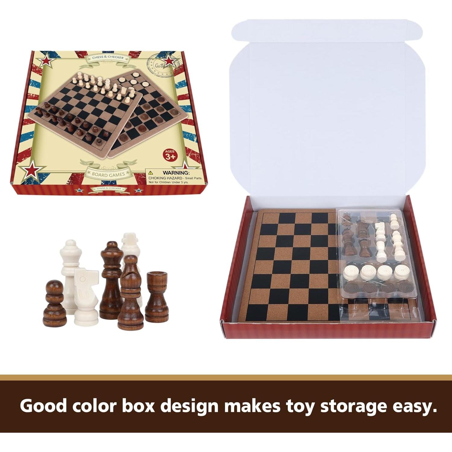 Juego de Ajedrez Magnético de Madera GOTHINK 38x38cm Plegable