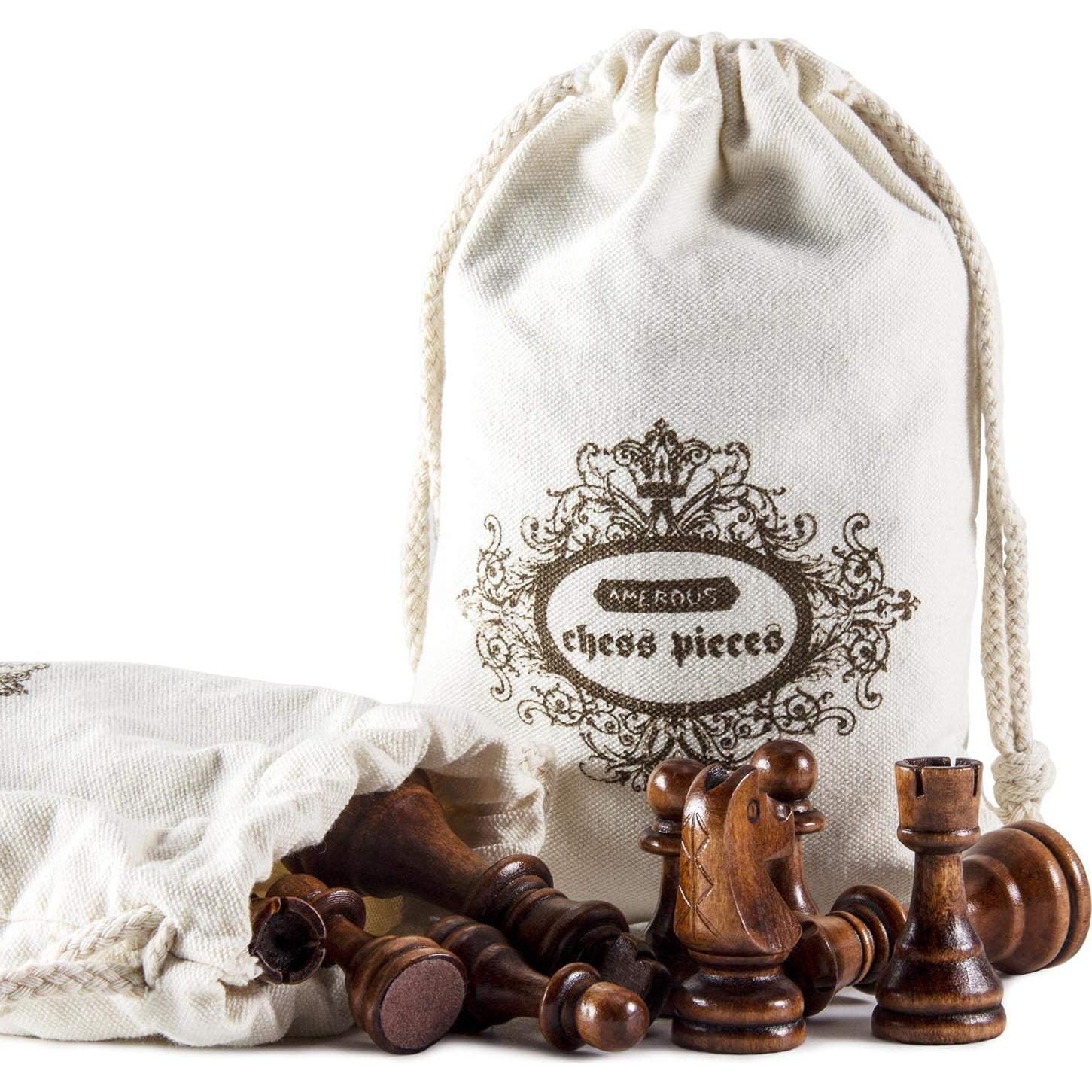 Piezas de Ajedrez de Madera AMEROUS 32 Piezas Staunton 8.89 cm