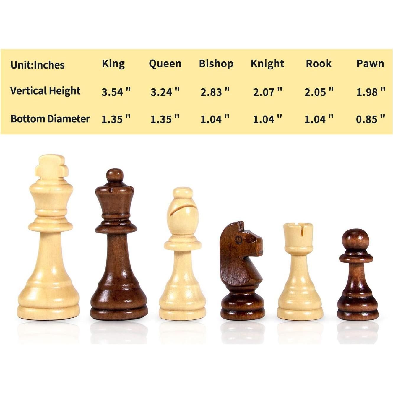 Piezas de Ajedrez de Madera AMEROUS 32 Piezas Staunton 8.89 cm