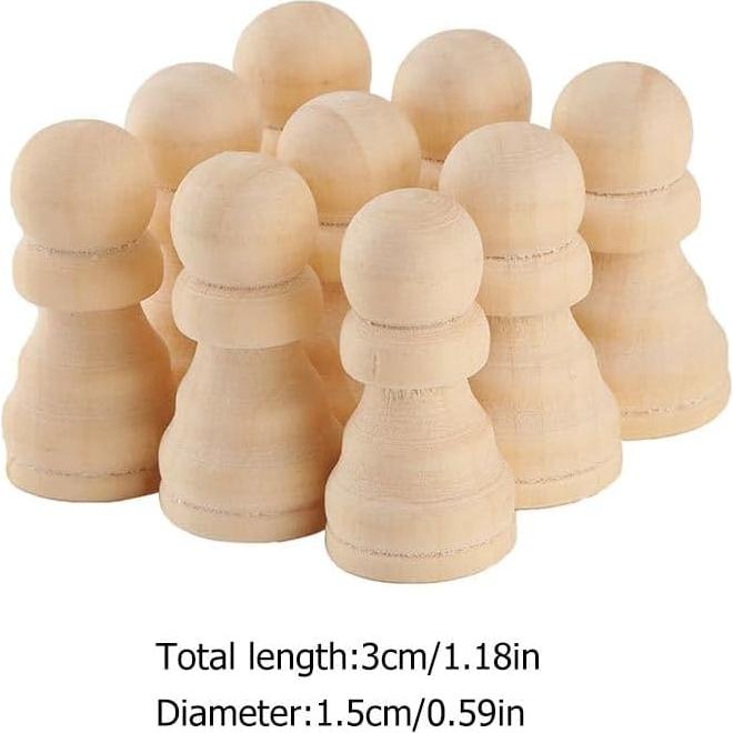 Piezas de Ajedrez de Madera TOYANDONA 50pcs DIY 3x3cm