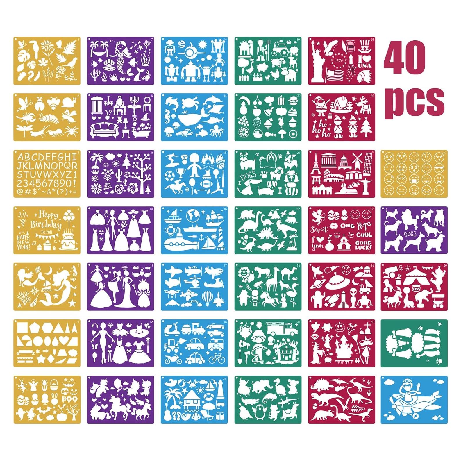 Set de Plantillas de Dibujo Kaemi 40 Piezas para Niños