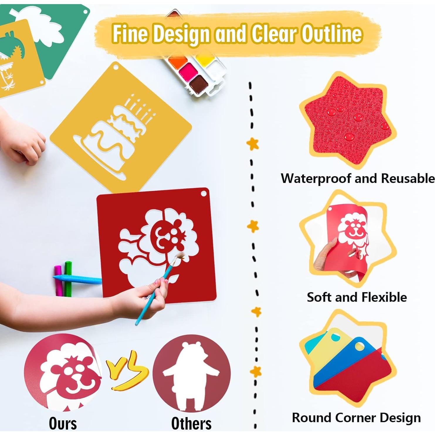 20 Plantillas de Dibujo ViikiFain 20x20 cm + 5 Papeles para Rascar