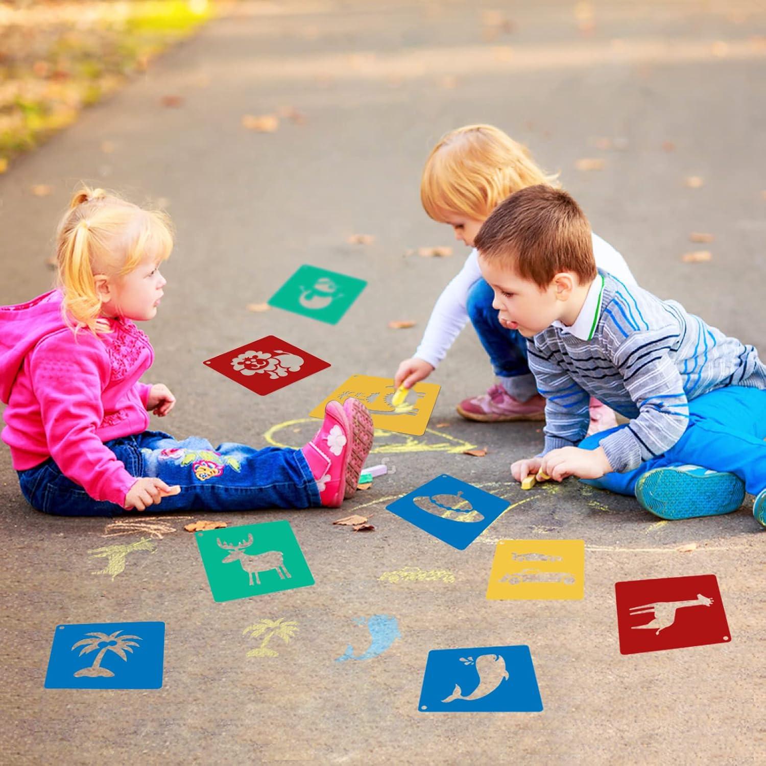 20 Plantillas de Dibujo ViikiFain 20x20 cm + 5 Papeles para Rascar