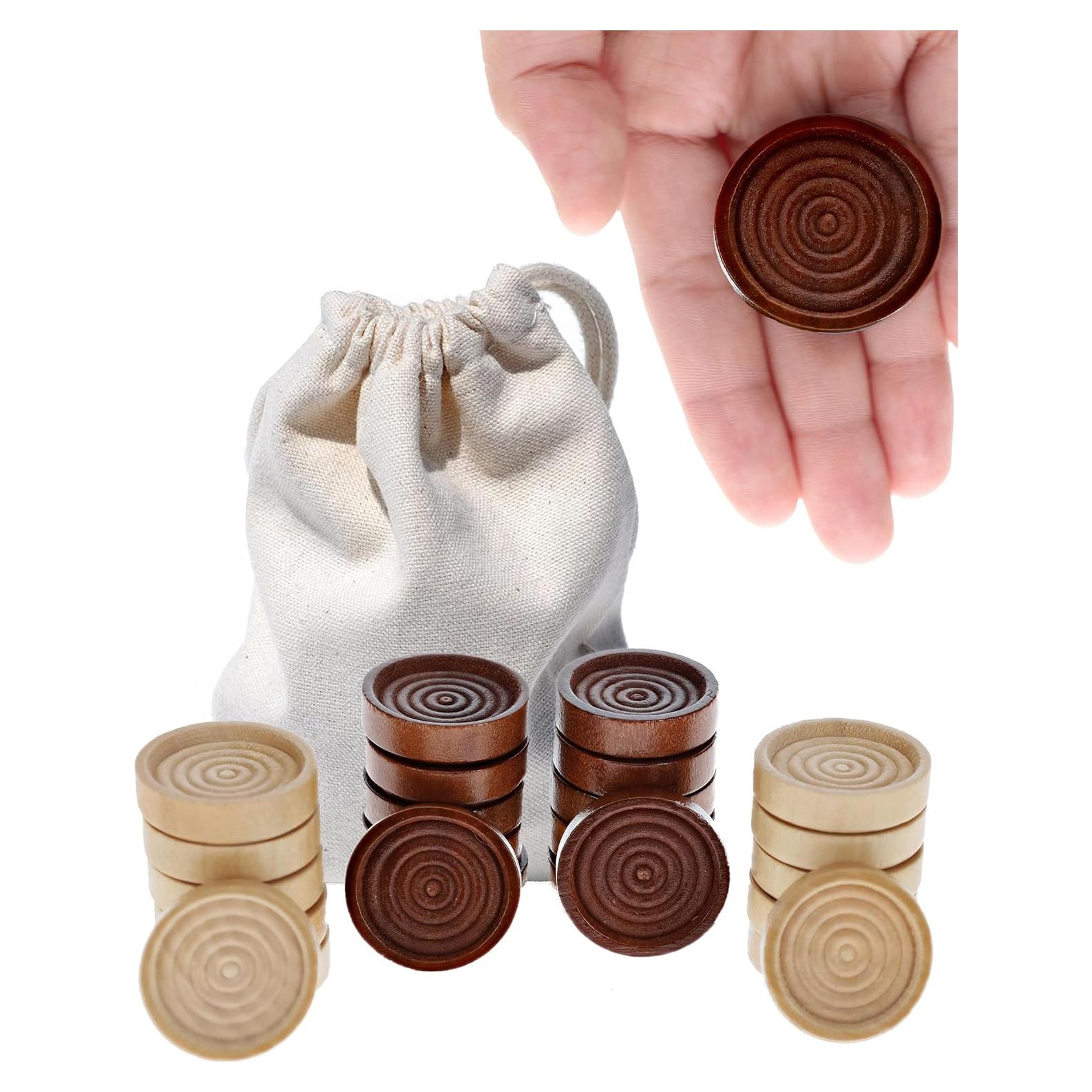 Piezas de Damas de Madera WE Games 3.81 cm - 24 Piezas con Bolsa