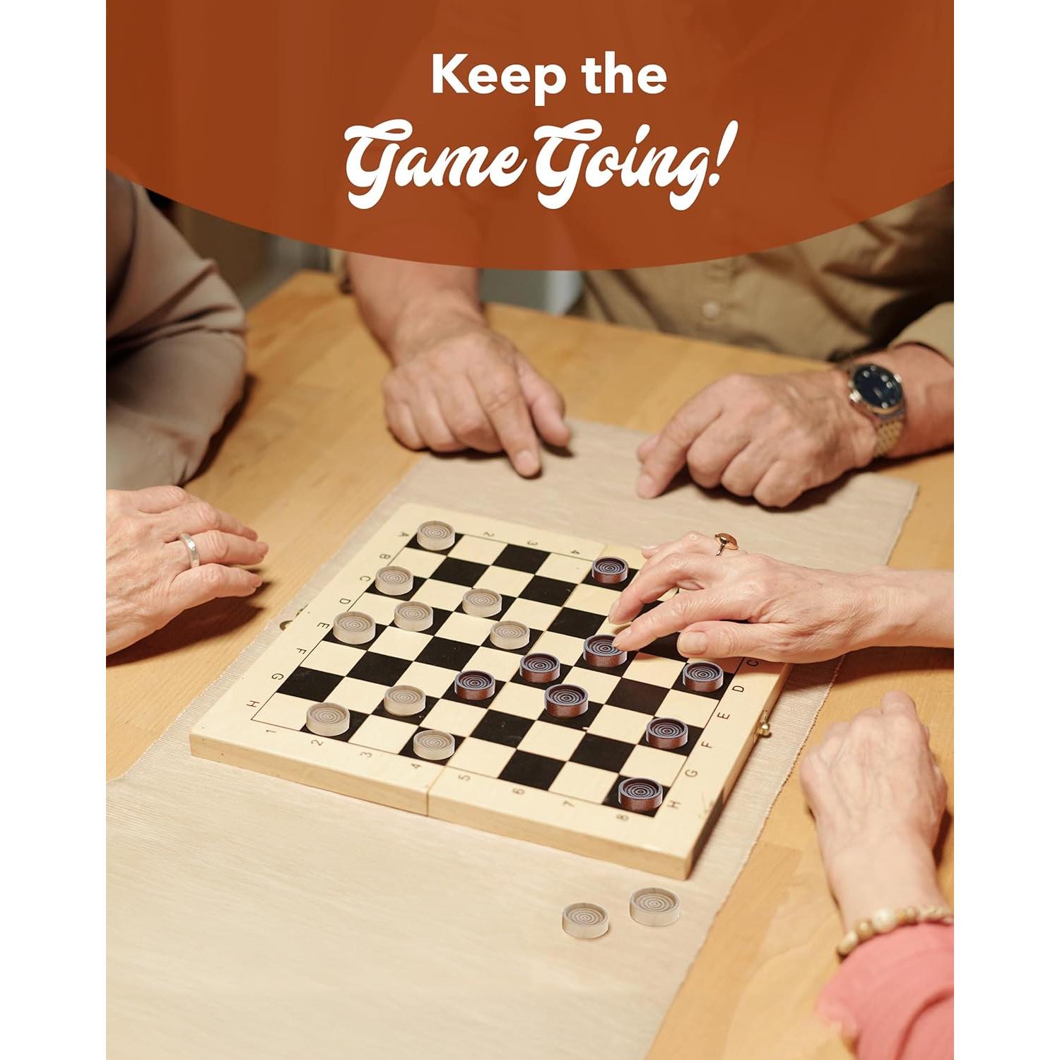 Piezas de Damas de Madera WE Games 3.81 cm - 24 Piezas con Bolsa