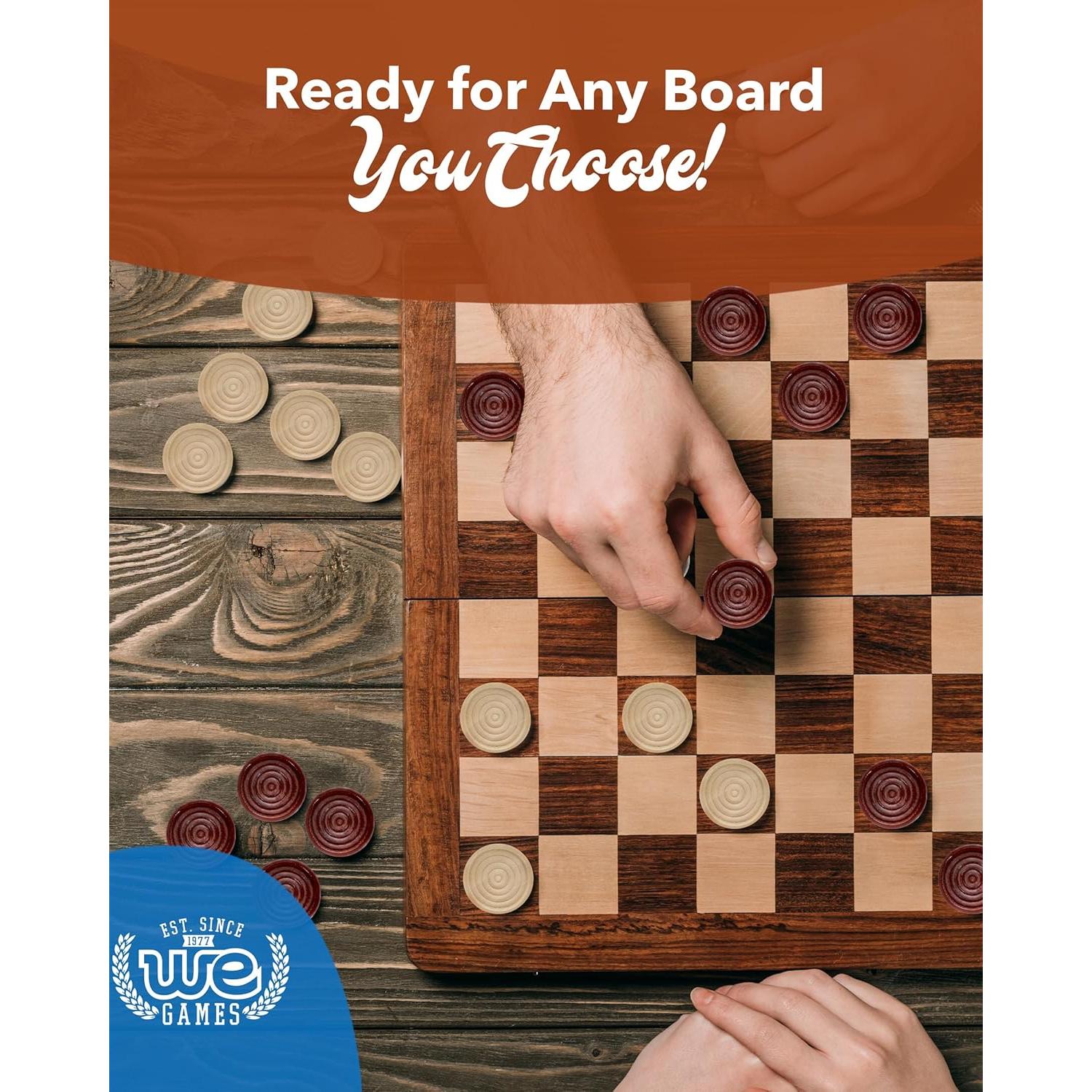 Piezas de Damas de Madera WE Games 3.81 cm - 24 Piezas con Bolsa