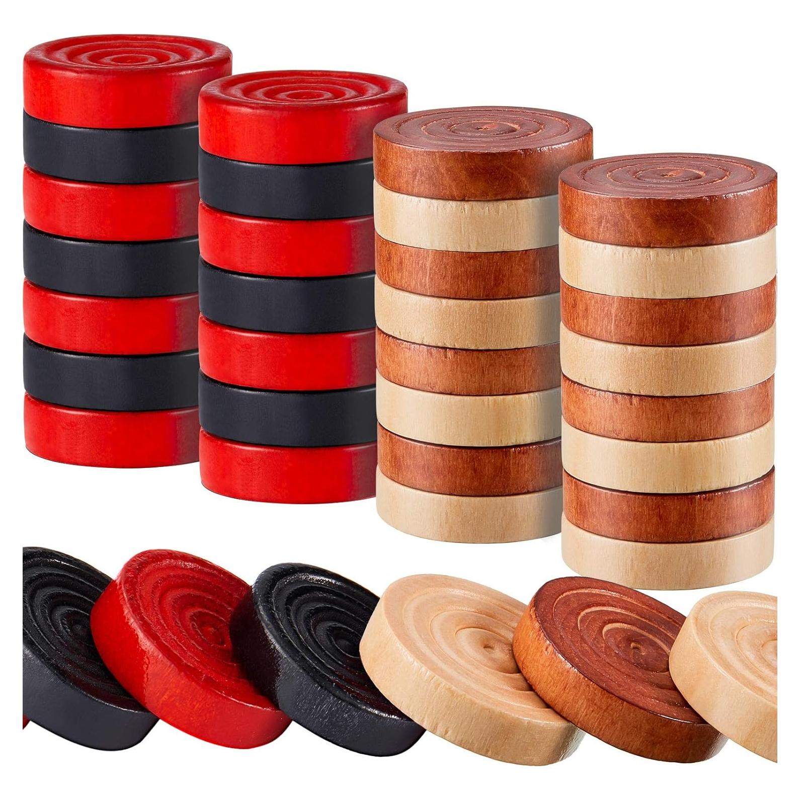 48 Piezas de Damas de Madera Gejoy 2.69 cm con Bolsa