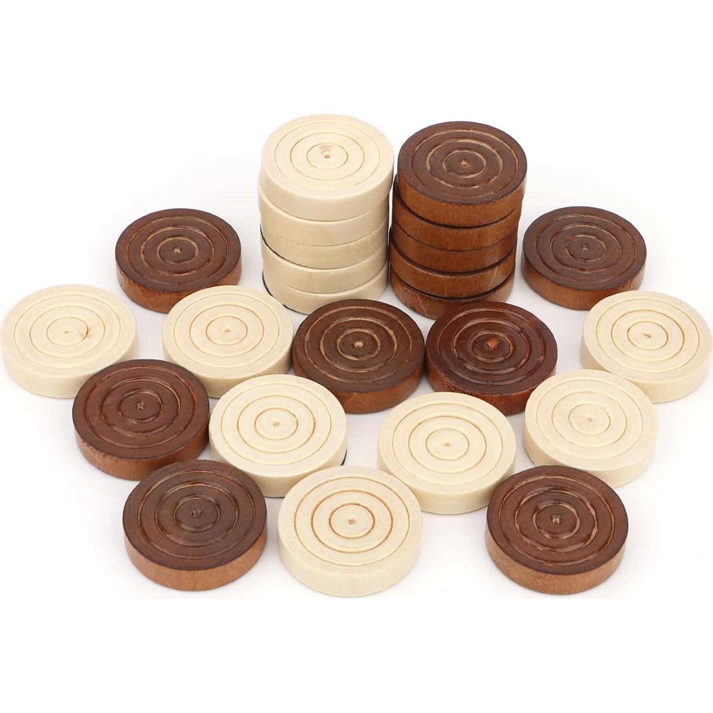 Piezas de Damas de Madera QuadPro 24 Piezas 3.2 cm con Bolsa