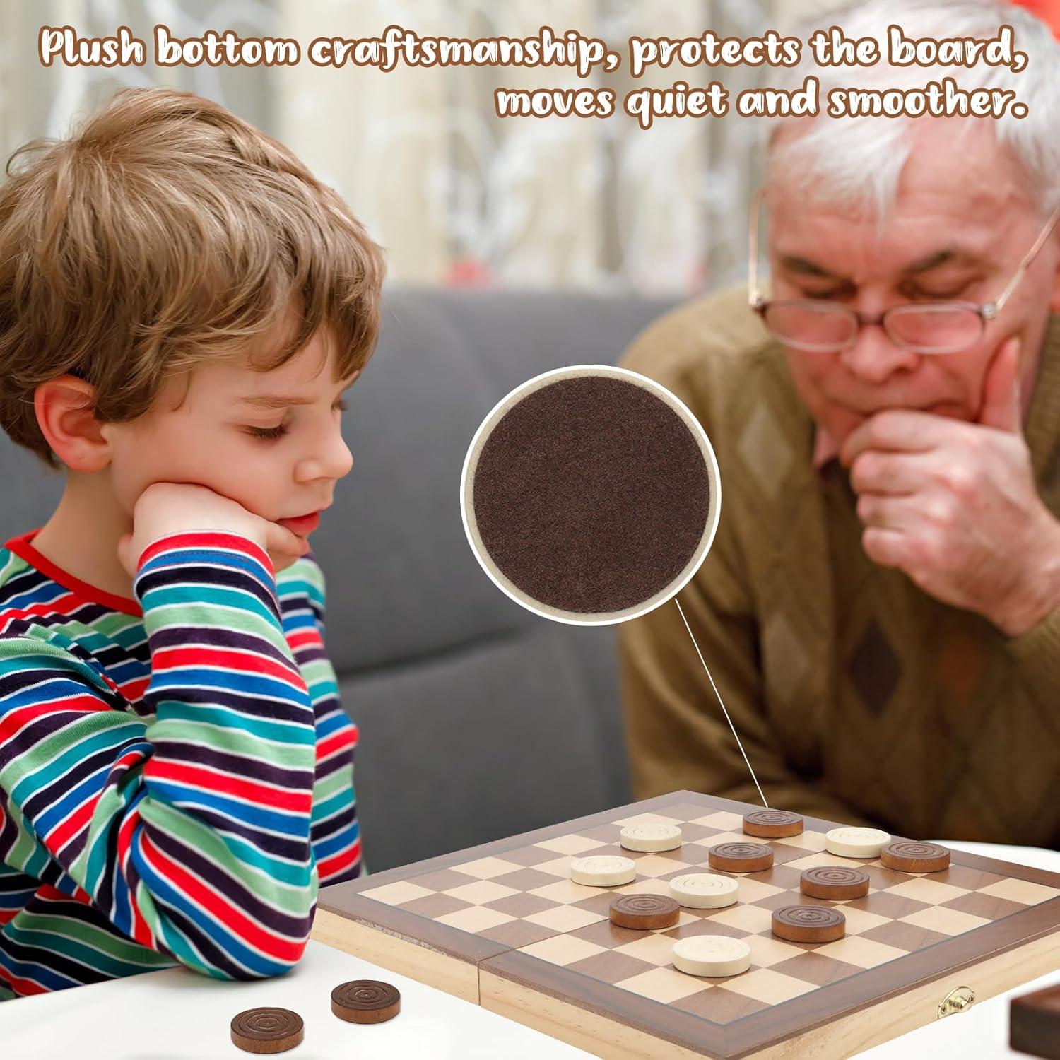 Piezas de Damas de Madera QuadPro 24 Piezas 3.2 cm con Bolsa