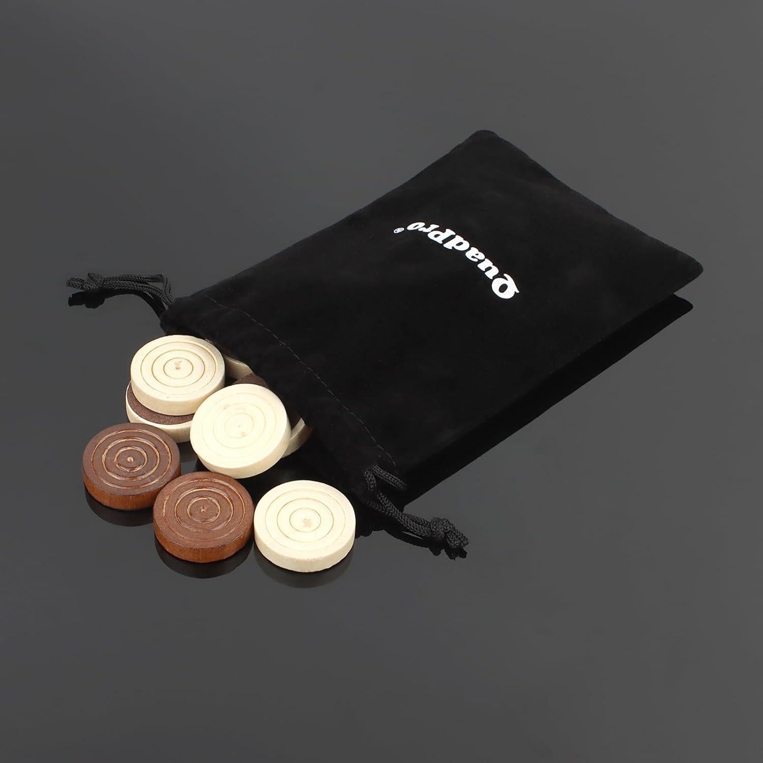 Piezas de Damas de Madera QuadPro 24 Piezas 3.2 cm con Bolsa