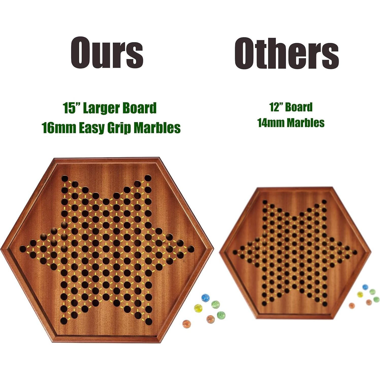 Juego de Damas Chinas VAMSLOVE 38.1cm Madera con 72 Canicas