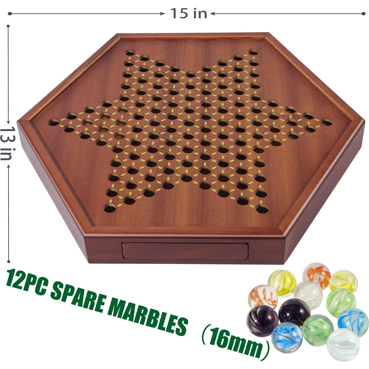 Juego de Damas Chinas VAMSLOVE 38.1cm Madera con 72 Canicas