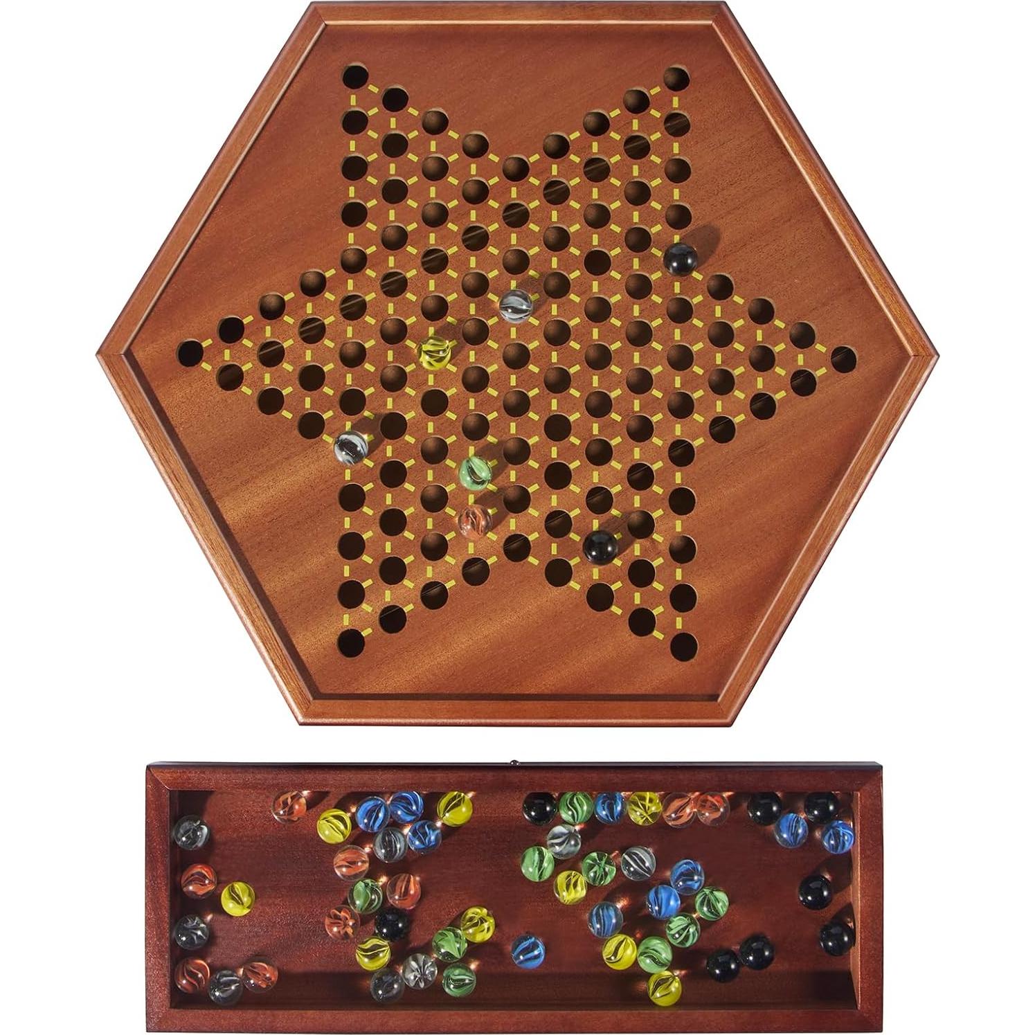 Juego de Damas Chinas VAMSLOVE 38.1cm Madera con 72 Canicas