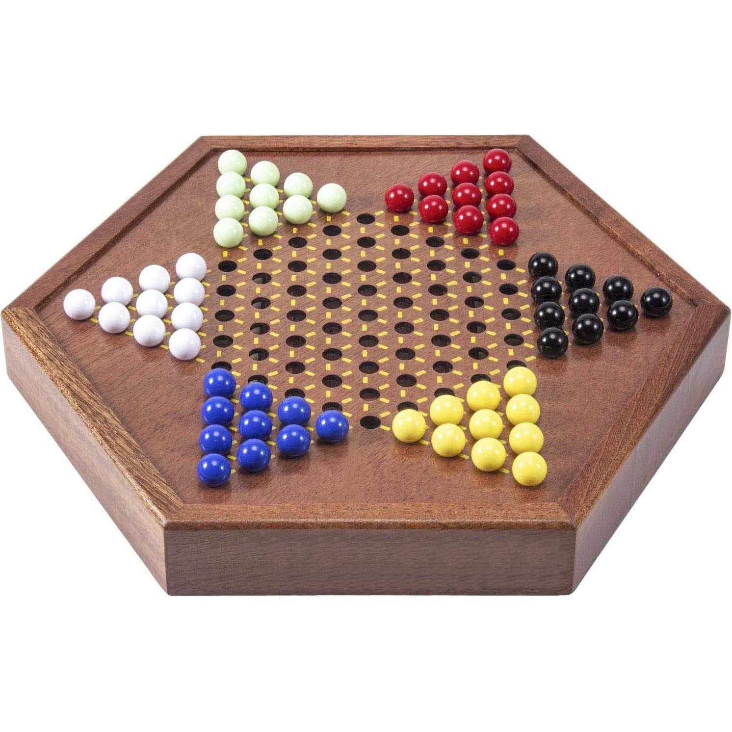 Juego de Damas Chinas de Madera AMEROUS 31.75 cm con 60 Canicas