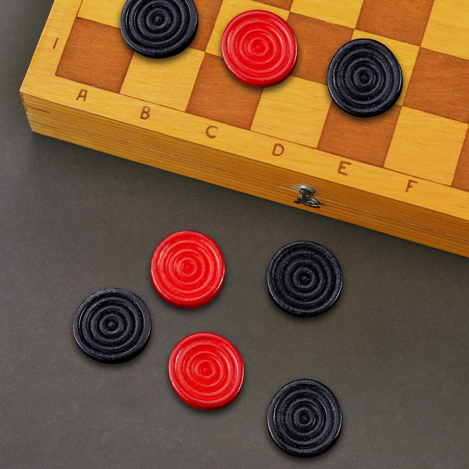 Fichas de Damas de Madera Skylety 24 Piezas 2.69 cm