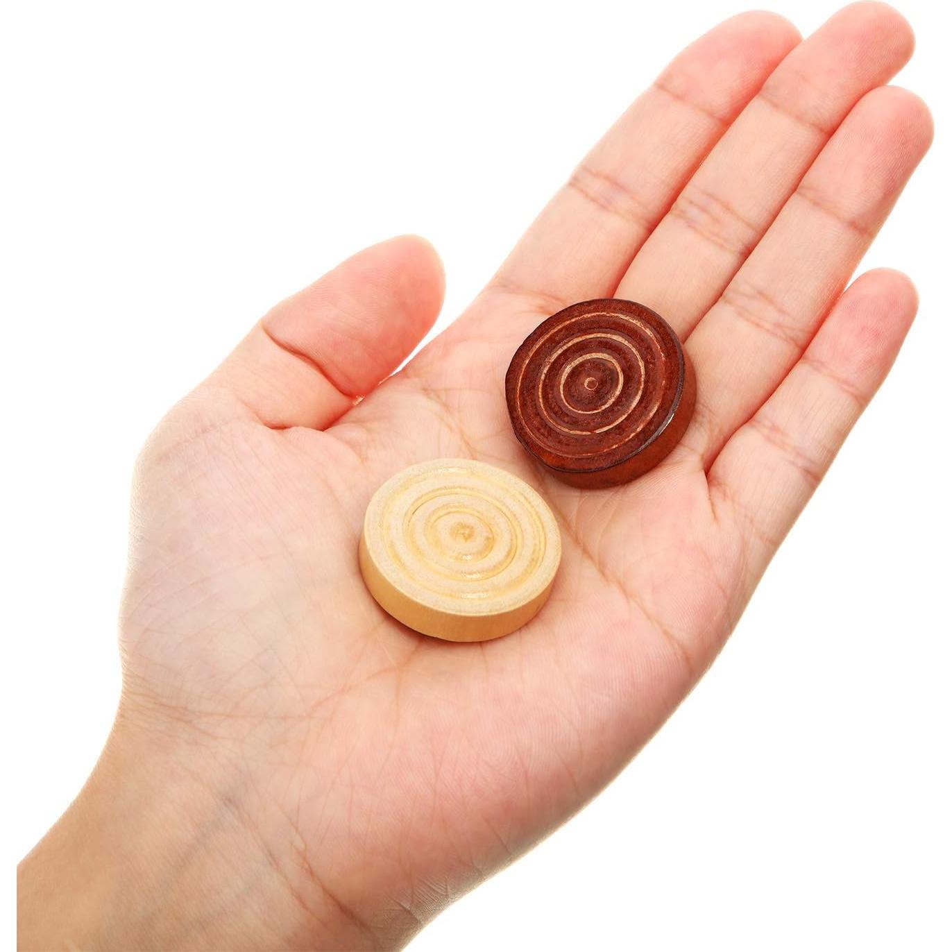 48 Piezas de Damas de Madera Gejoy 2.69 cm con Bolsa