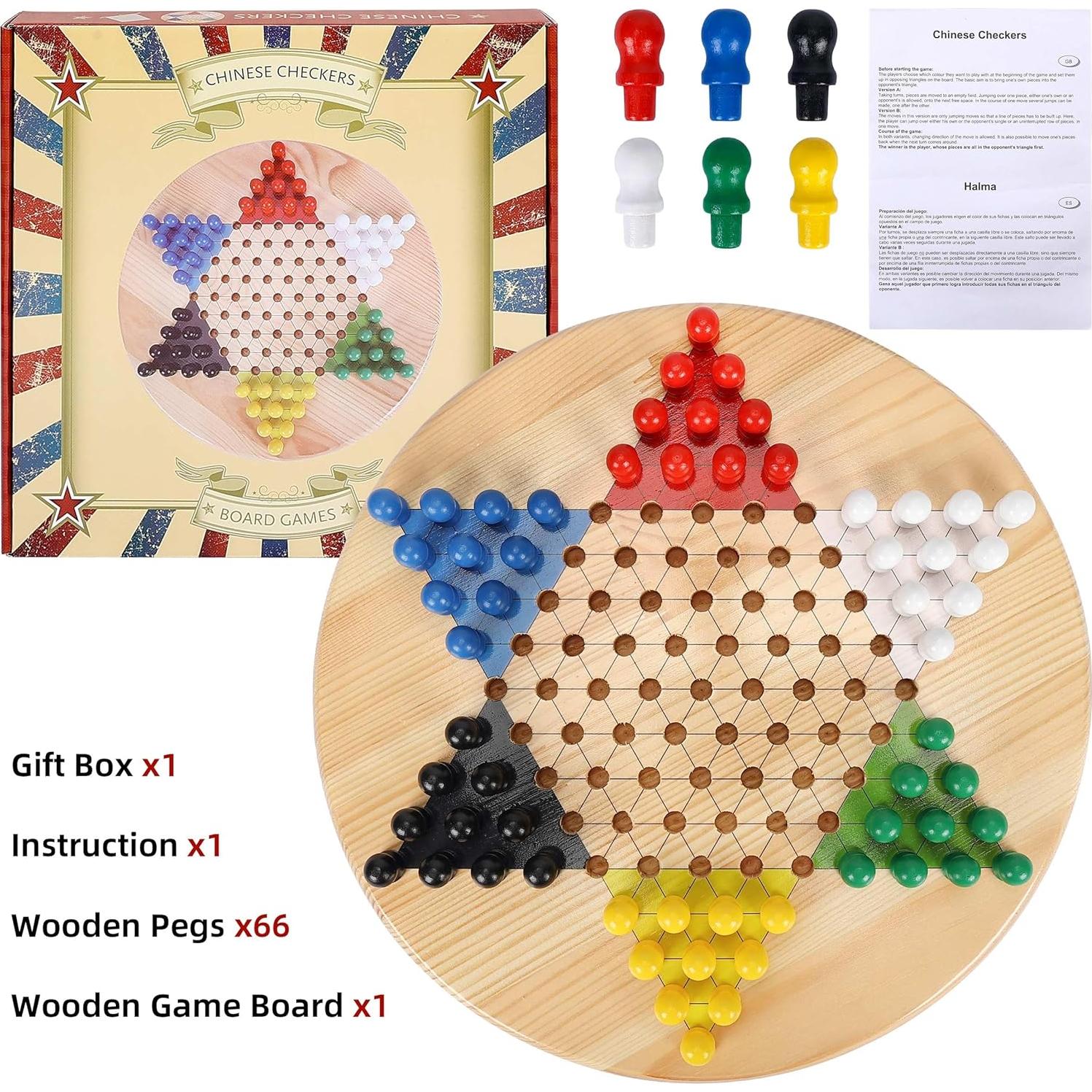 Juego de Damas Chinas Gothink de Madera 29 cm - 66 Fichas