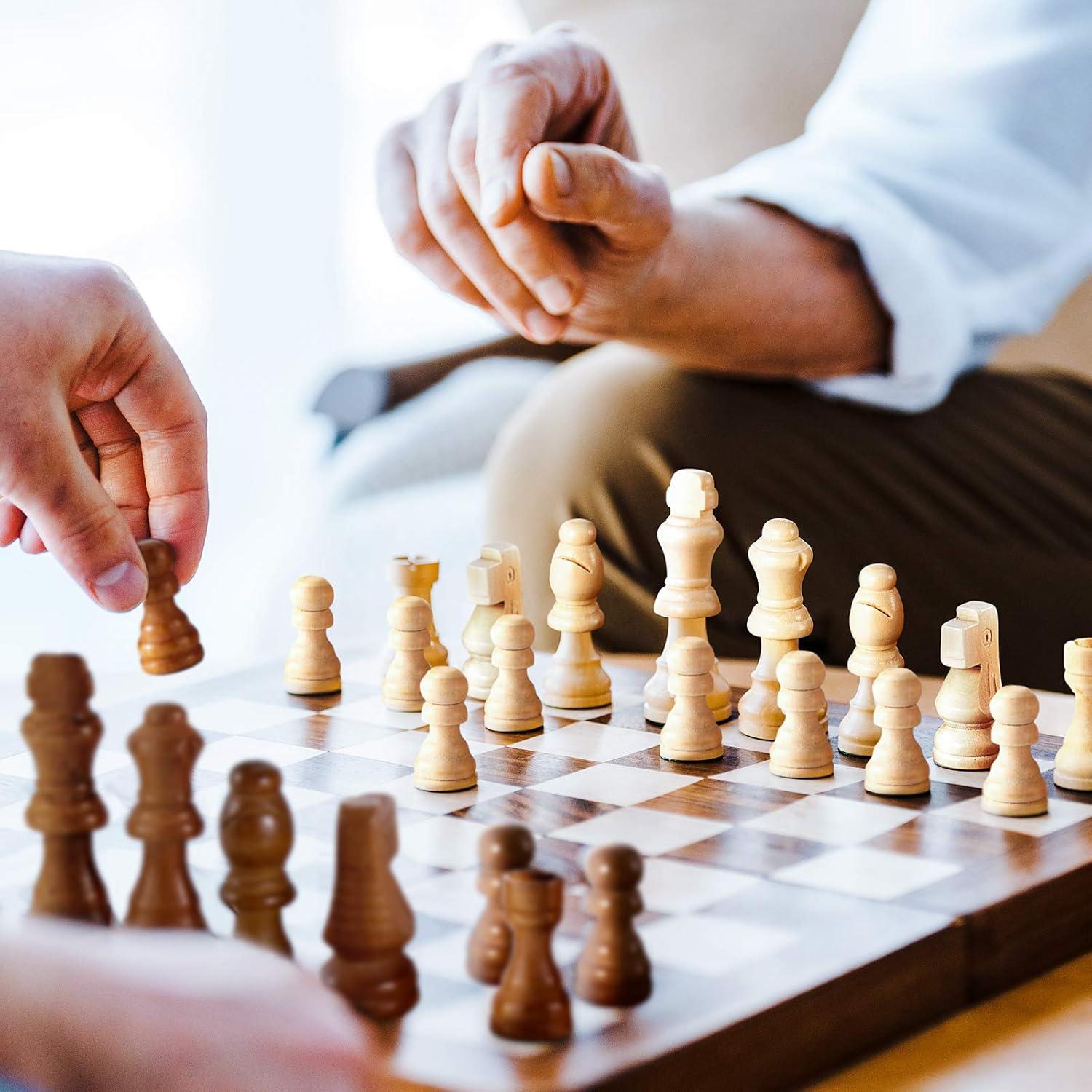 Juego de Ajedrez y Damas de Madera 80 Piezas Sumind